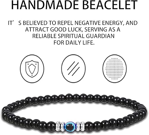 Miniatura 4 de Pulseras contra el mal de ojo para hombre, 0.2360.3940.394 pulgadas, pulsera de protección contra el mal de ojo para buena suerte espiritual