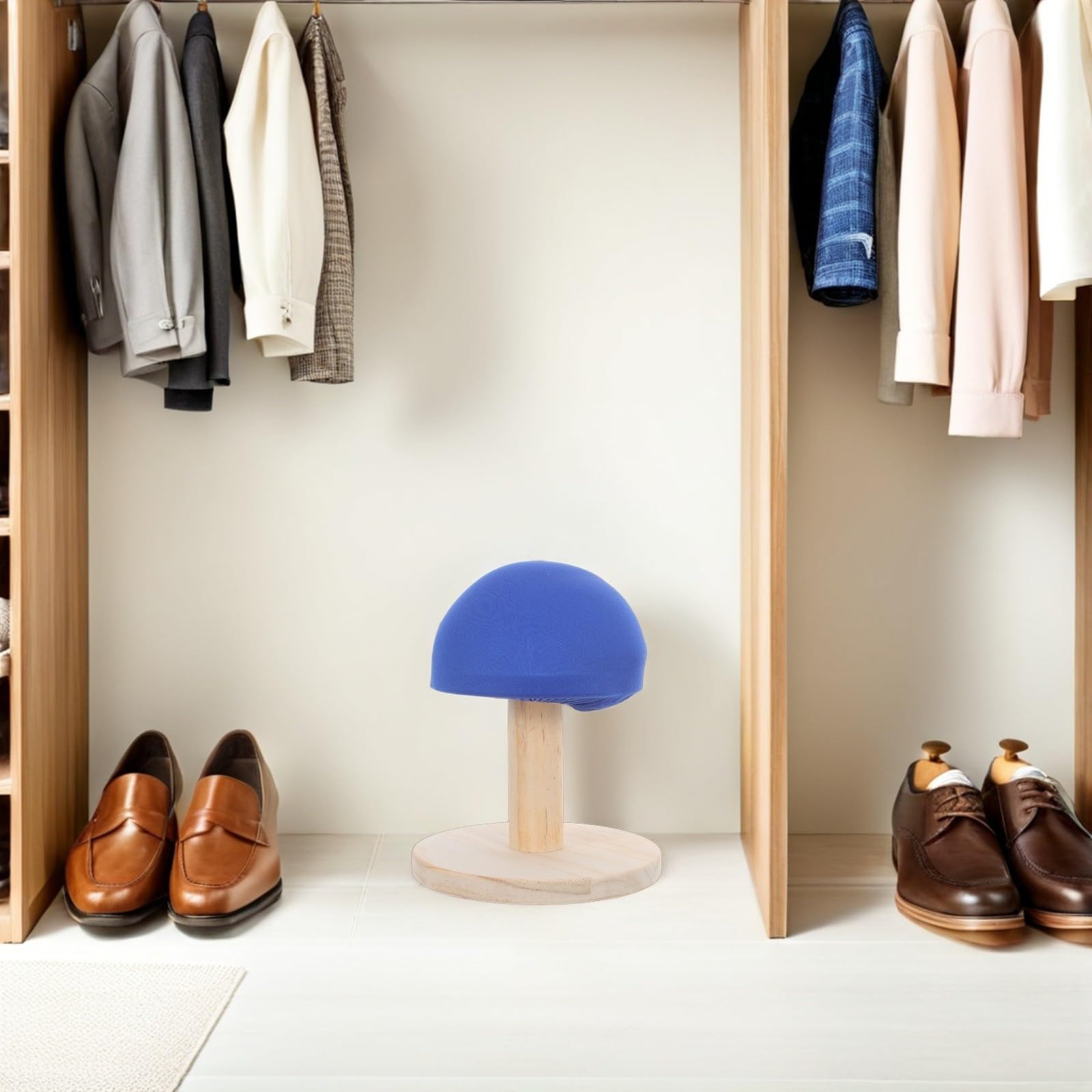 Tabla Compacta y Resistente al Calor Redonda Funda Azul de Planchar de Madera para Ropa y Cuellos, Adecuado para Uso en Viajes y Costura