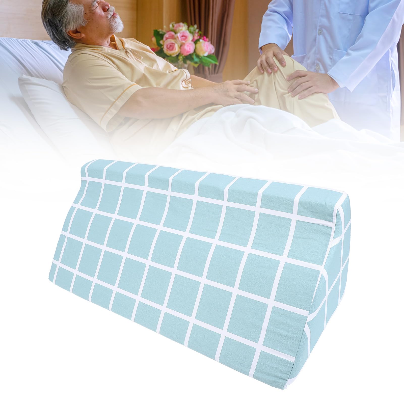 Dioche Bed Wedge Pillow Side Sleeping Wedge Pillow High Density Sponge Bed Position Cushion for Elderly Pregnant Women Bedridden, Blue