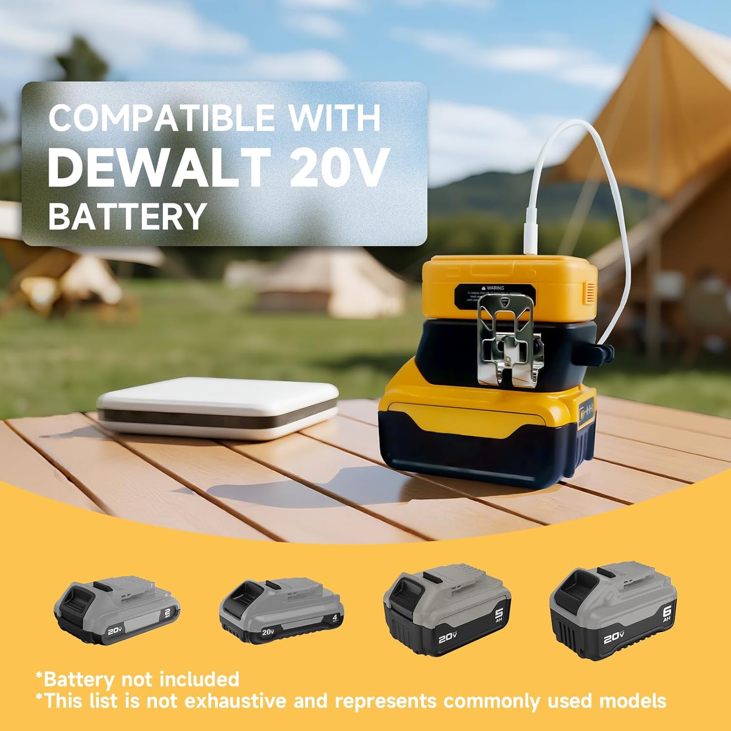 USB Charger Adapter for DEWALT Battery - 75W 8-Charging Ports, PD/QC Fast Charge for Smart Phone, Tablet, Laptop and More