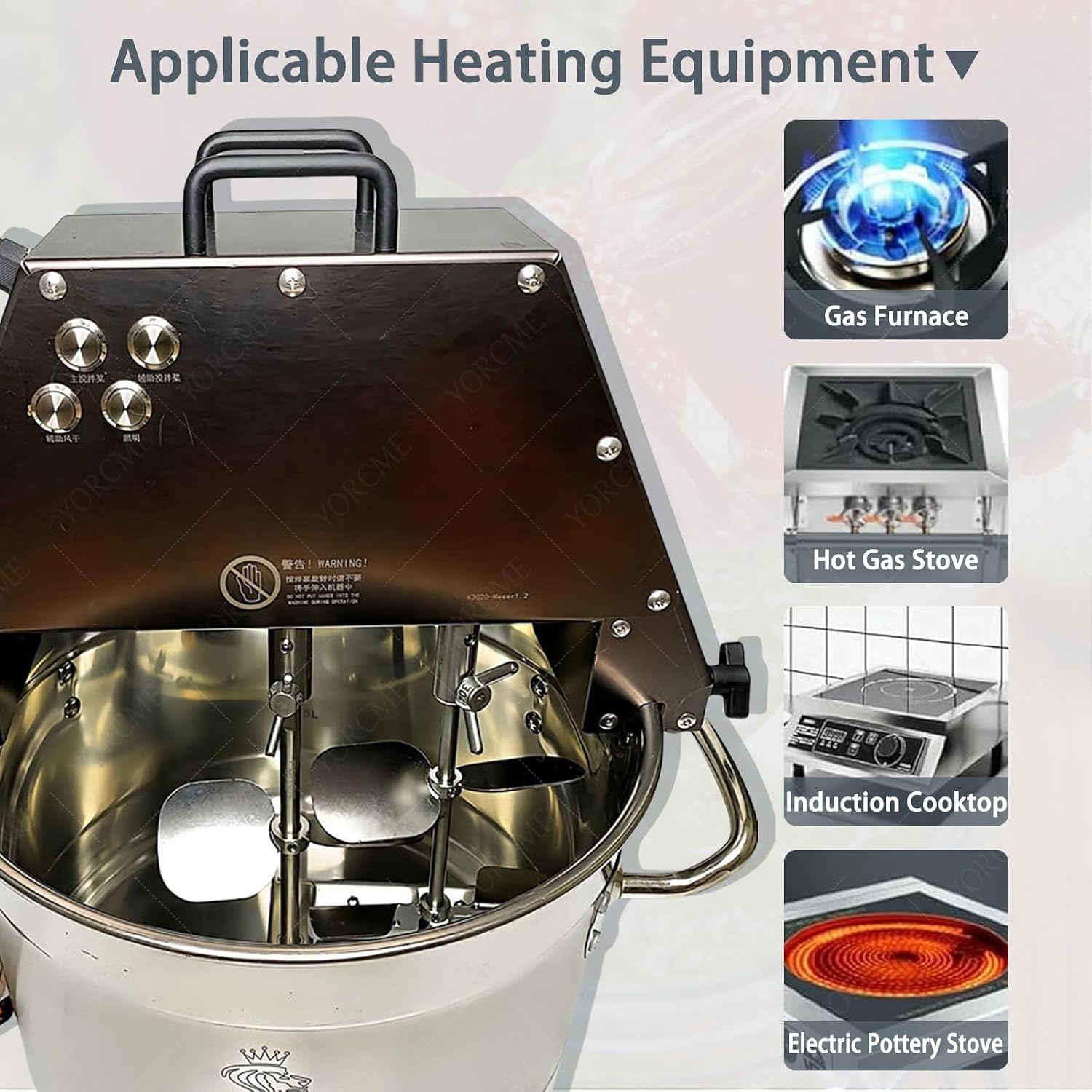 10L Commercial Food Mixer 50W, Electric Stand Mixer with Stainless Steel Pot, Automatic Stirring,24 hour continuous work for Making jam, chili sauce, milk, pumpkin stuffing, fried rice/flour 110V