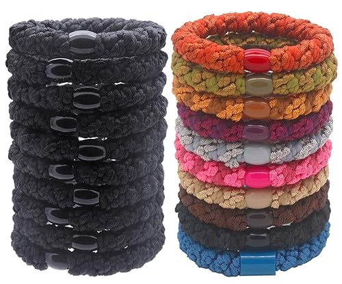 Miniatura 14 de Fashion & Lifestyle 20 ligas grandes para el cabello, caballo, para cabello grueso, bandas elásticas para el cabello, cuerdas tejidas para mujeres