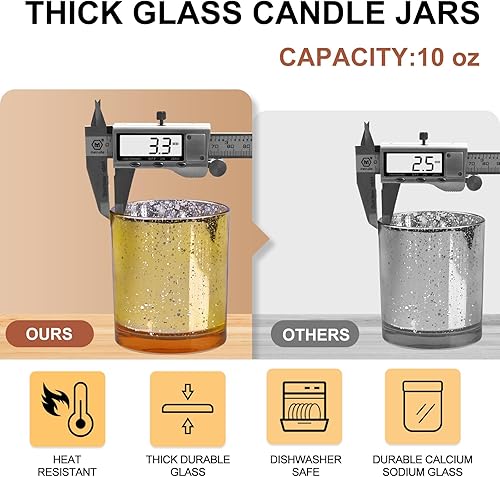 Miniatura 198 de Tarros de vela gruesos de 8 onzas para hacer velas, 15 unidades, tarros vacíos transparentes con tapas de madera para hacer velas, contenedor