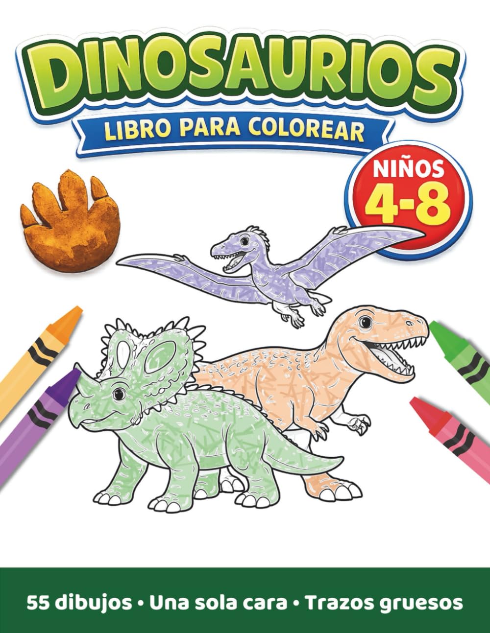 Dinosaurios: Libro para colorear para niños 4–8