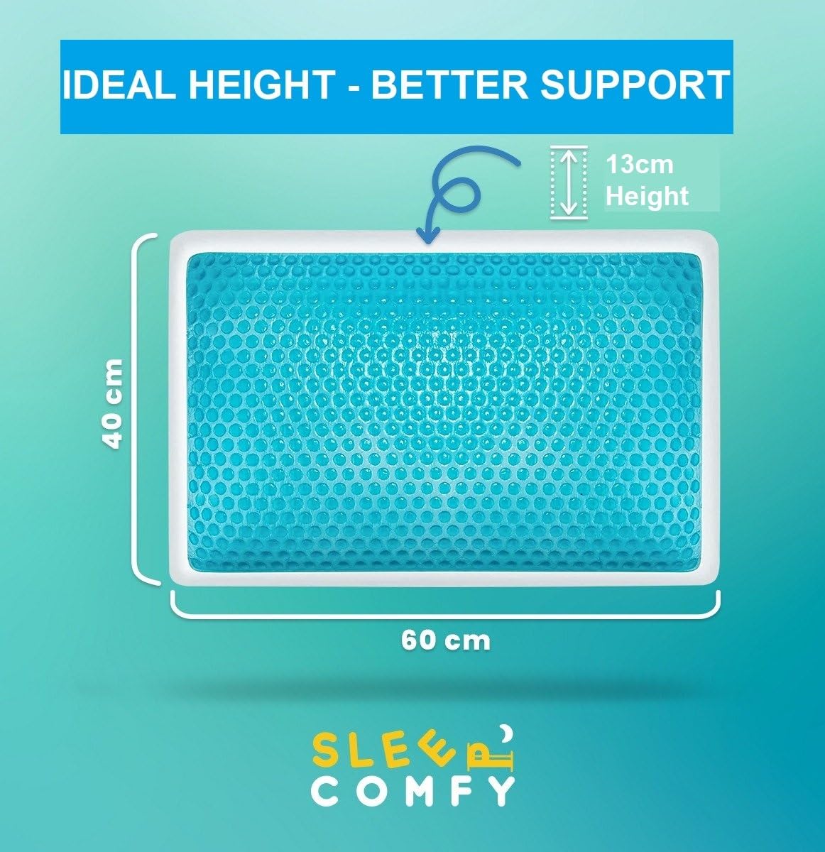 SLEEP COMFY Premium Memory-Schaum Gelkissen – Orthopädische Nackenstütze, Kühlgel-Technologie für alle Schlafpositionen (Sommer- und Winterkomfort), Oeko-Tex Zertifiziert
