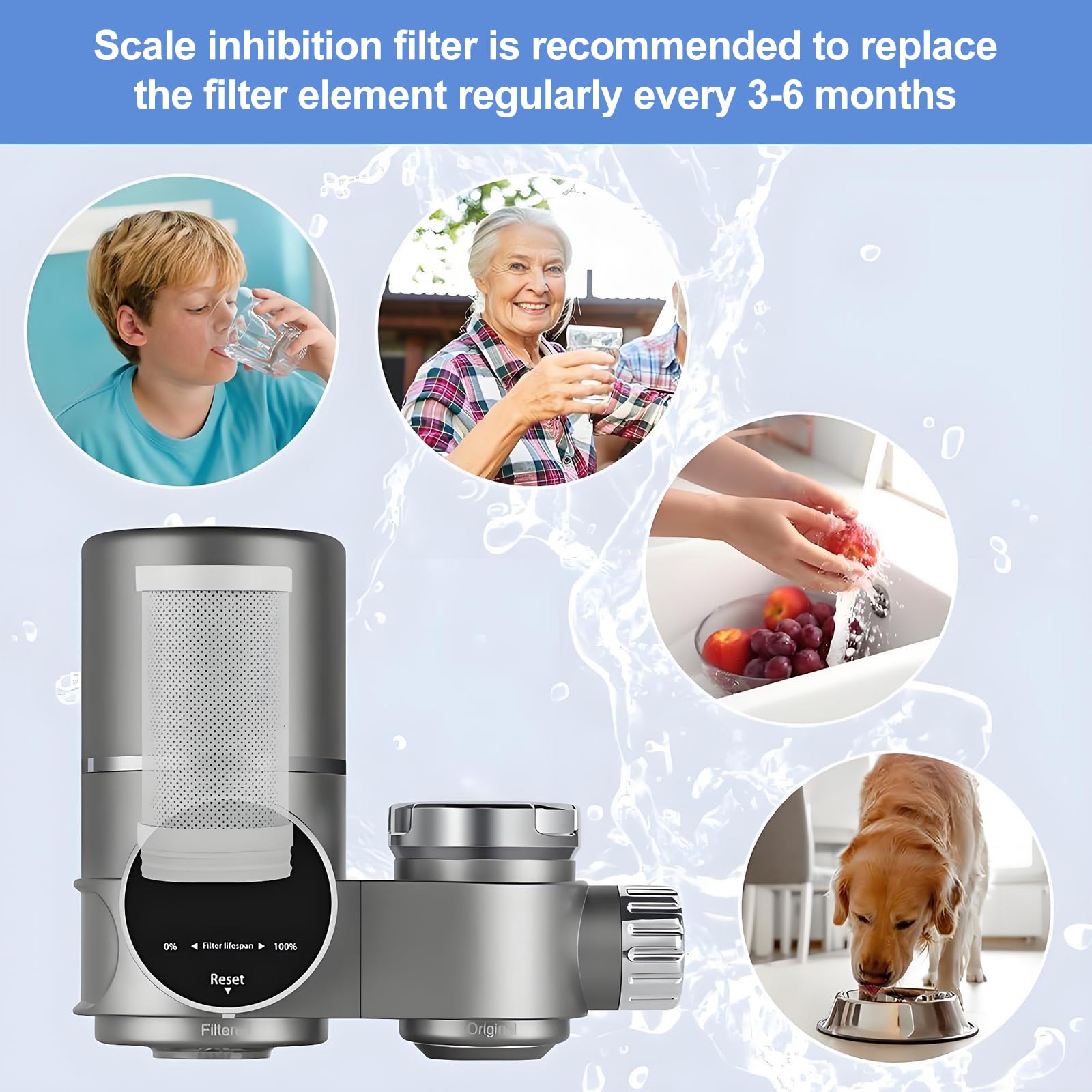 2 Stück Wasserreiniger Filterelement, Wasserfilter Wasserhahn, Filterelement Filtert Chlor, Aktivkohleblock Filterkartusche für Wasserhahn, Reduziert Chlor, Geschmack und Geruch