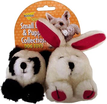Booda 0353596 Rabbit & Panda Squatter Dog Toy 2 Pack