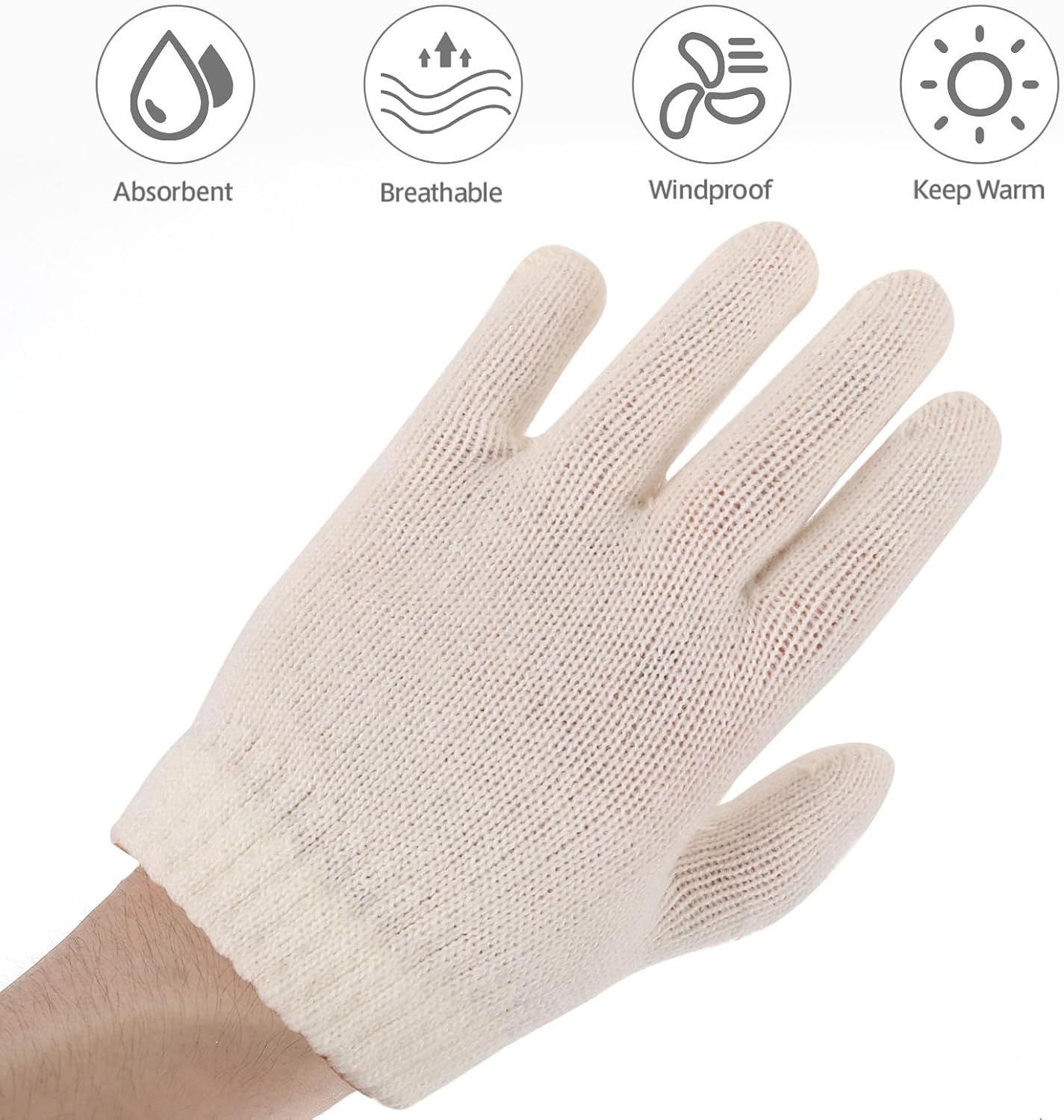 Hemoton 1 Pair Winter Knit Gloves for Kids - Full Finger Knitted Gloves for Autumn and Winter - Warm Stretchy Finger Mitten Outdoor Daily Use Fits 4-12 Years Old White
