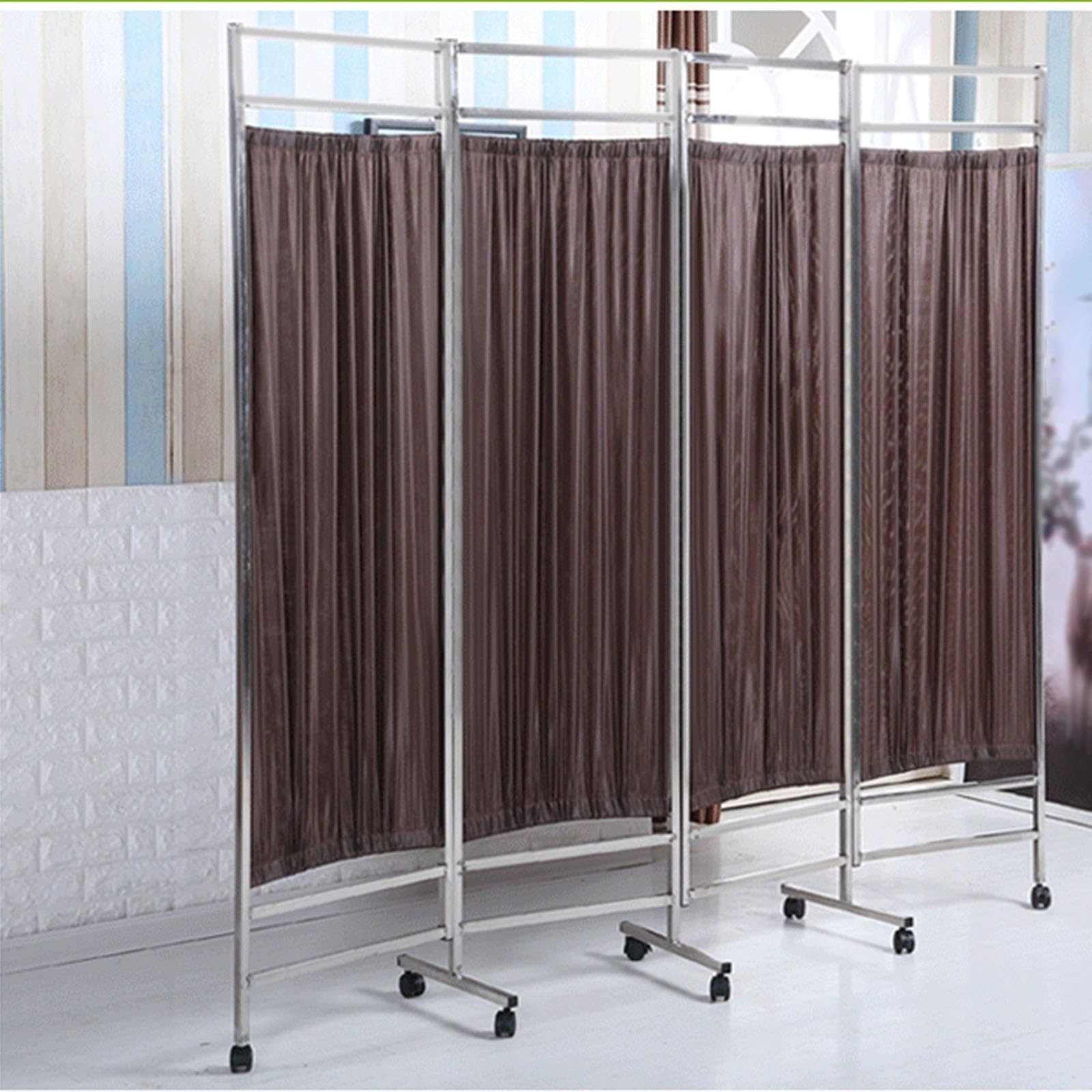Rolling Medical Privacy Screen With Wheels, 4 Panel Foldable Room Separation Temporary Fencing, For Clinic/Ward/Examination Cubicle, Saving Space Dorm Rooms Partition Wall ( Color : ligjt grey )
