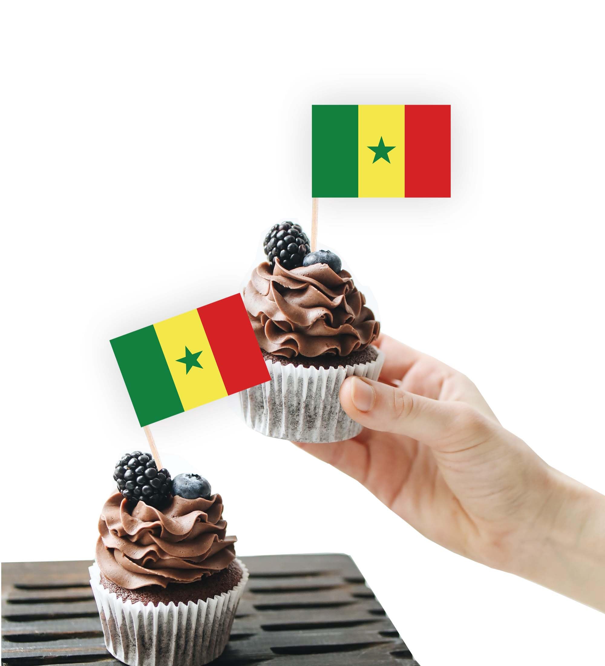 100PCS Senegal Flag Cake Topper,Senegalese Cupcake Stand For Party Decoration Supplies — image 1