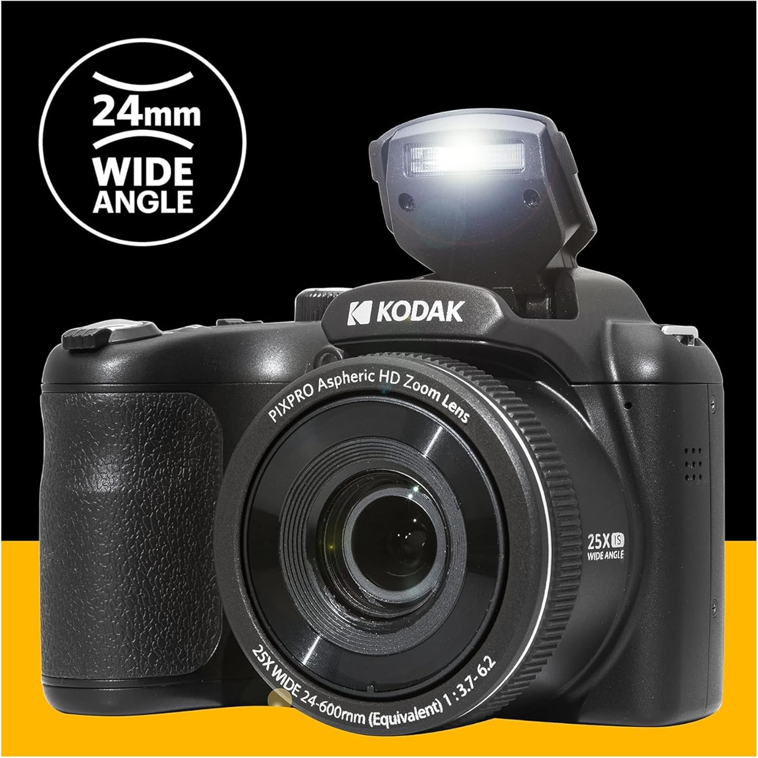 AZ255 Astro Zoom 16MP Digital Camera (Black) with Kodak 128GB SDXC Card Bundle (10 Items)