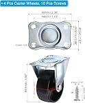 PATIKIL 2" Roues à roulettes rigides, 4 Roulettes en plaques fixes et non pivotantes avec M5 Capacité de charge des vis 198Lbs pour les meubles Carton de travail Chariot, Noir