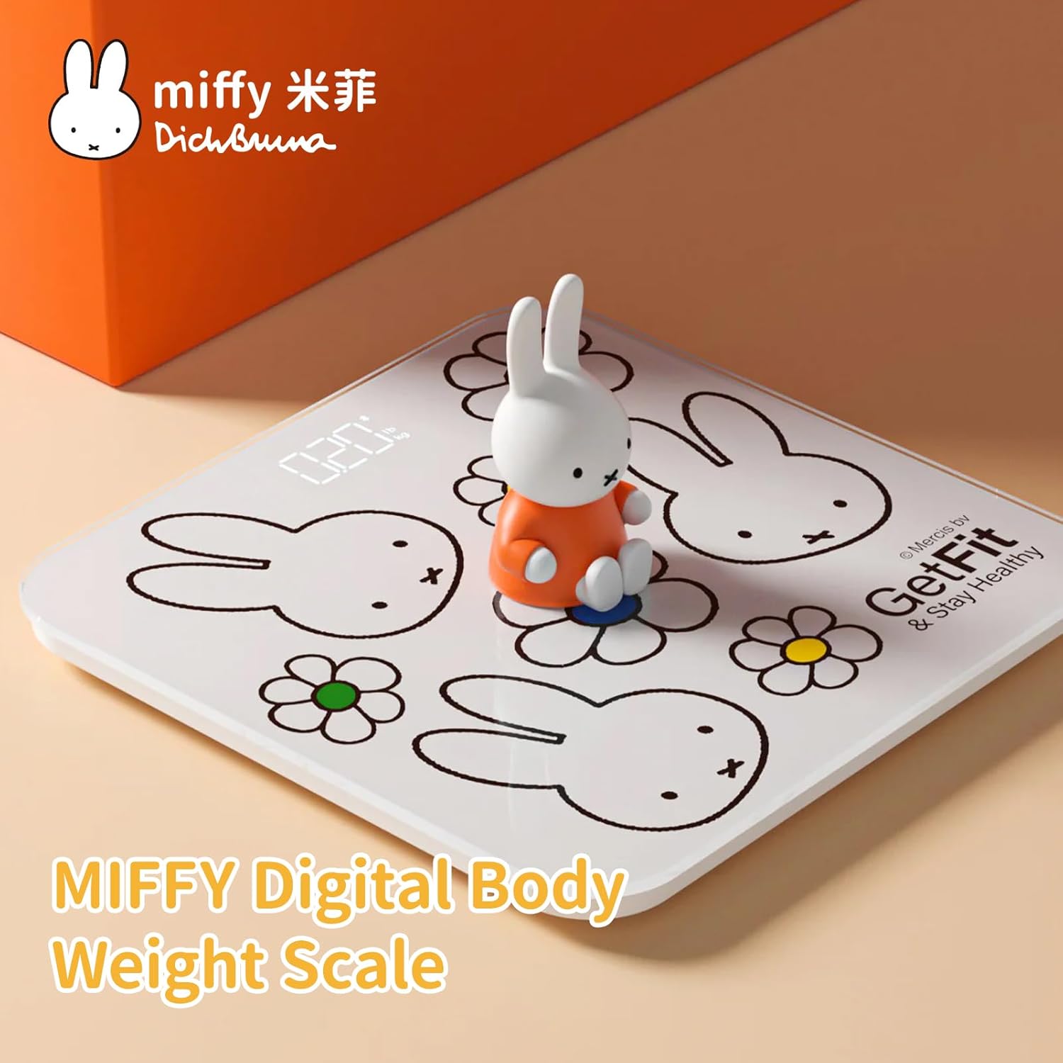 Miffy Bathroom Body Weight Scale Highly Accurate Digital, LCD Display, Compact Size with Sturdy Tempered Glass 400lb- White