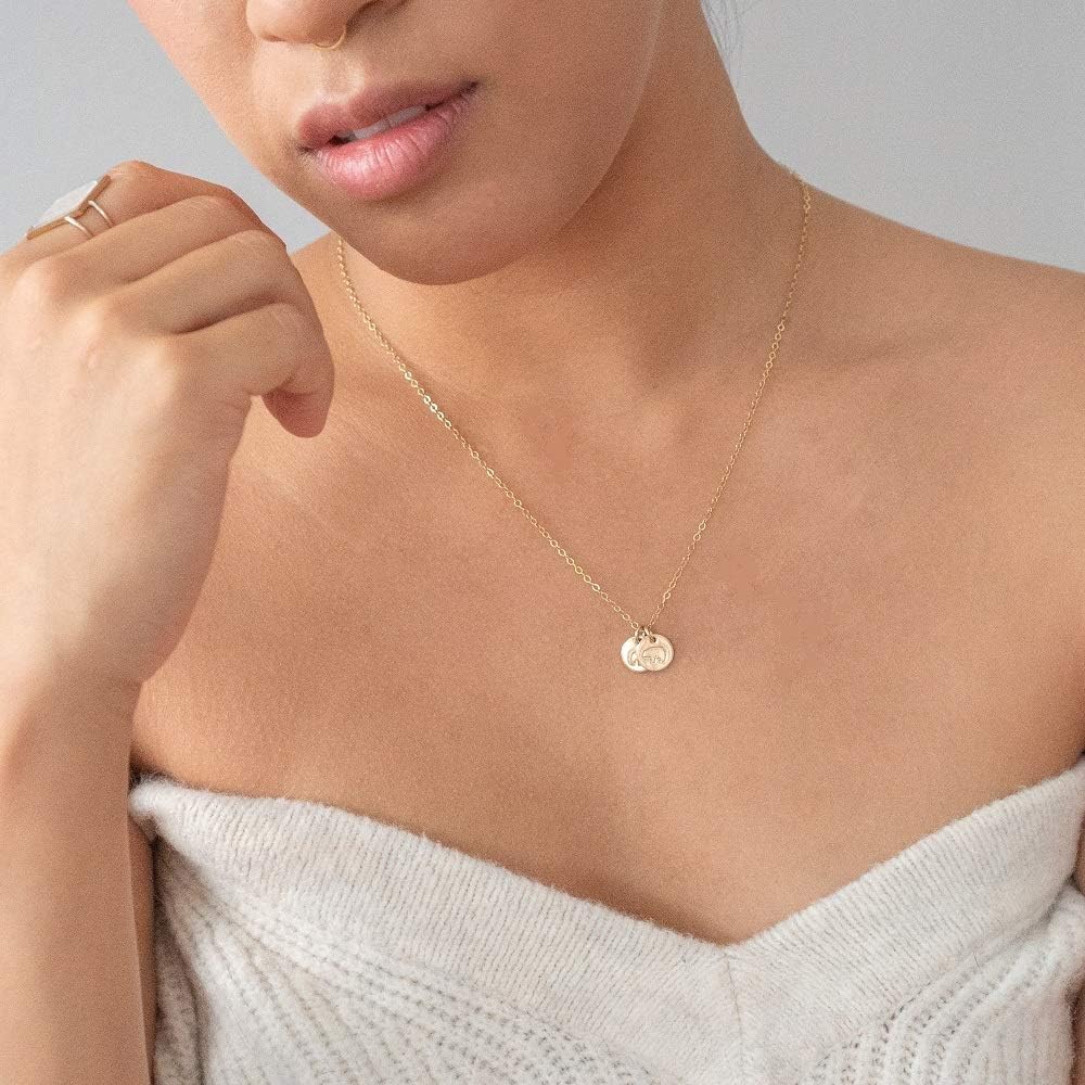 14K Gold Filled Mama Bear and Baby Bear Necklace - Dainty Family Pendant Jewelry for Mothers, New Moms, and Baby Showers, Gift for Women