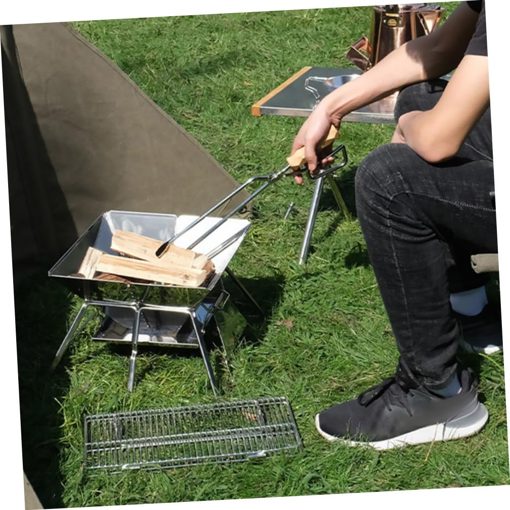 Clip Acero Inoxidable Pinza Para Barbacoa Práctica Para Uso Exteriores Pinza Para Leña Material