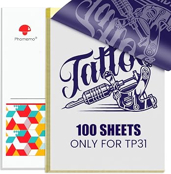 Phomemo TP31 Tattoo Transfer Paper Only For TP31 Tattoo Machines Printer, 3.15" x 5.24" Transfer Paper, 100Pcs