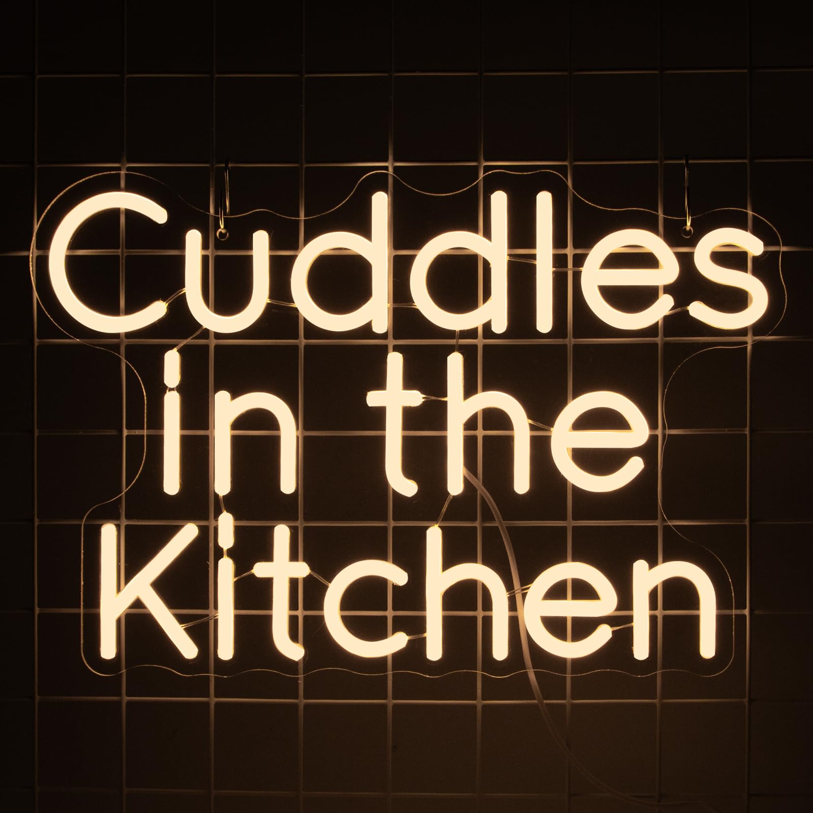 YSUIEC Cuddles in The Kitchen Neon Sign, Dimmables Warm White Neon Lights For Wall Decor, Led Light Up Signs for Bar Resturant Bedroom Kitchen Party Decoration Gifts