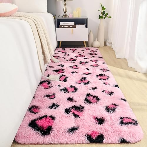 Miniatura 2 de BENRON Alfombras de pasillo rosas para dormitorio de niñas, estampado de leopardo, 2 x 6 pies para decoración de habitación de niños, guardería,