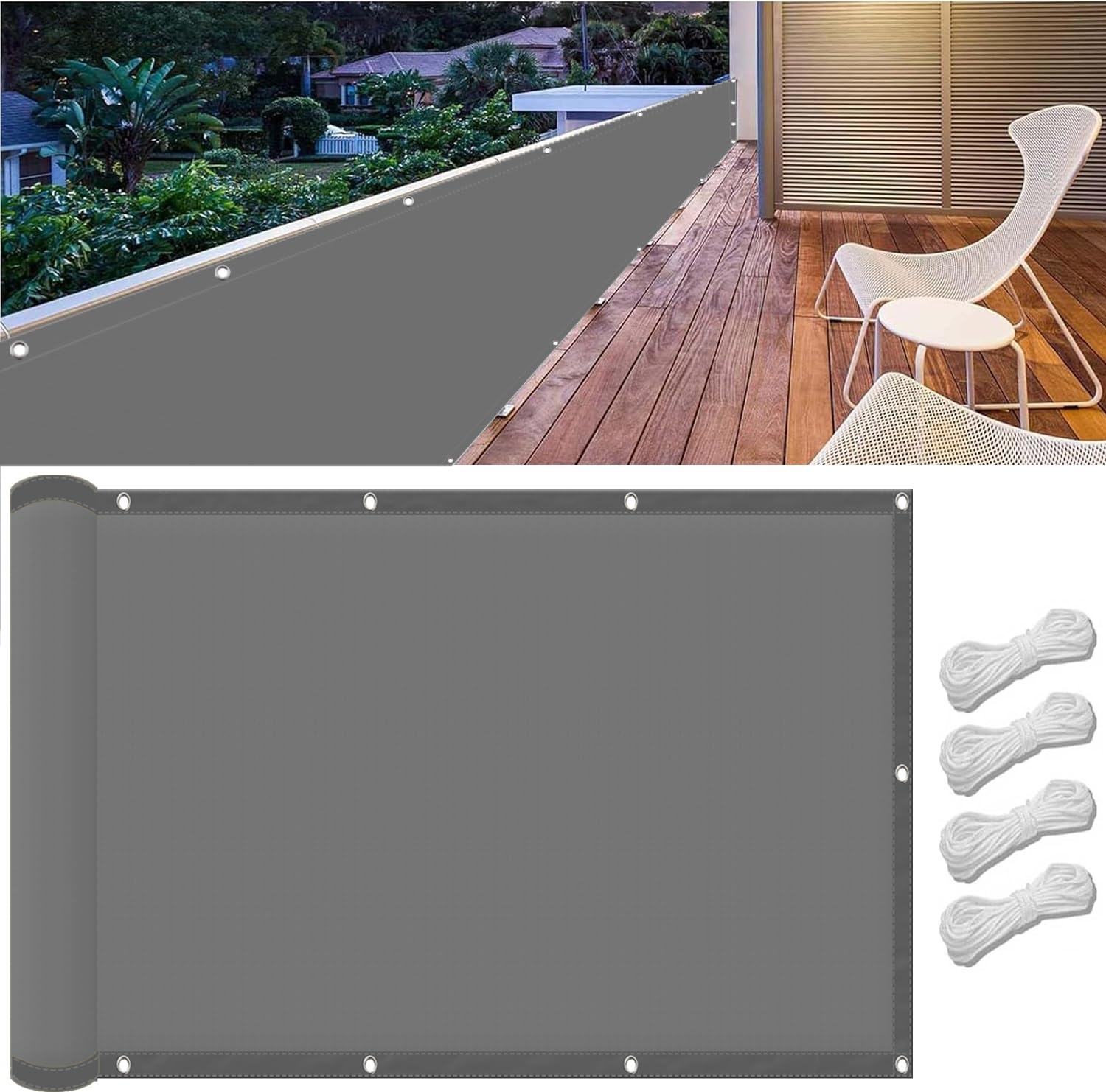 Voile d'ombrage contre la chaleur et la pluie gris clair 175x300