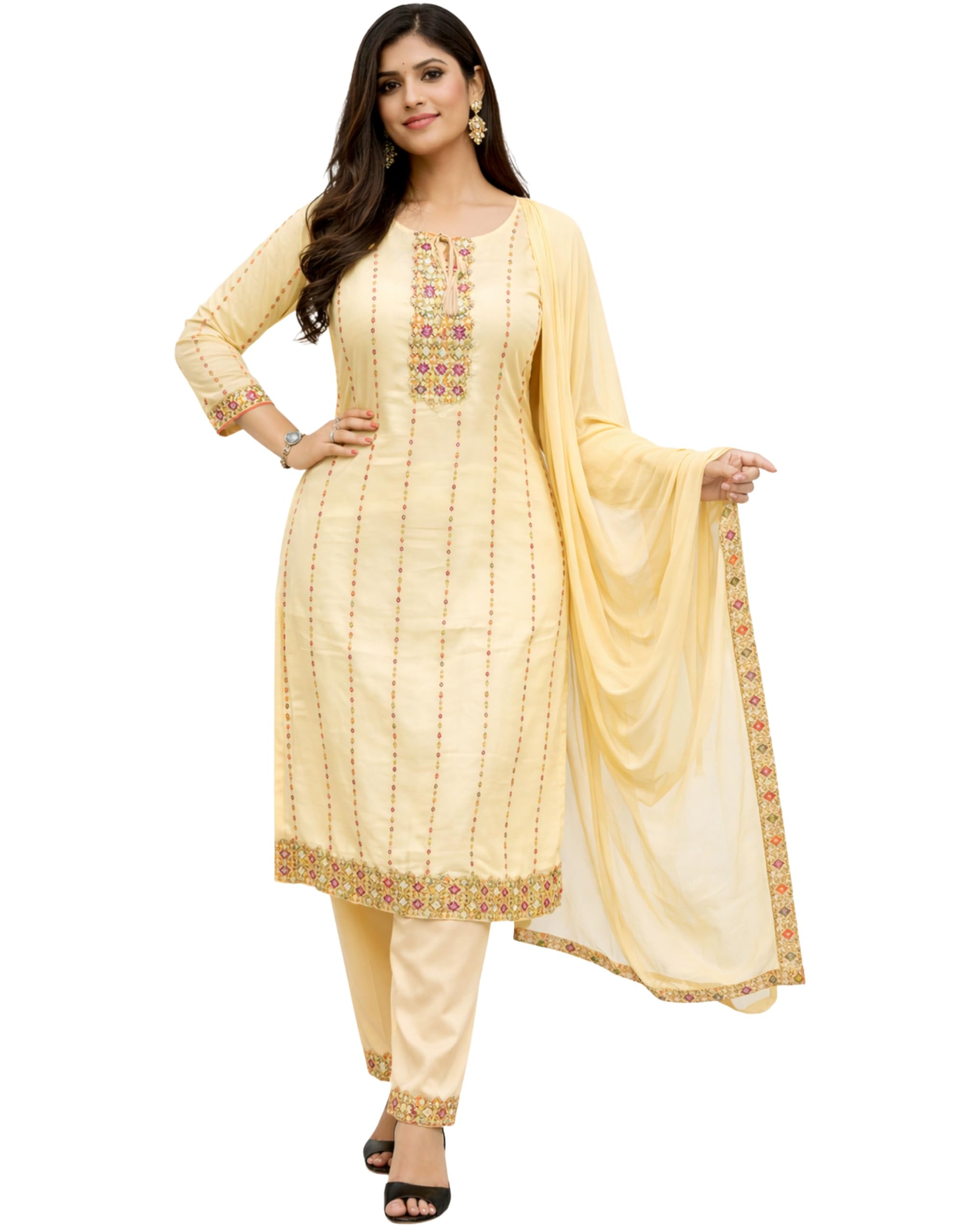 Women's Embroidered Salwar Suit with Dupatta, Floral Work, Festive Ethnic Wear-picture-20