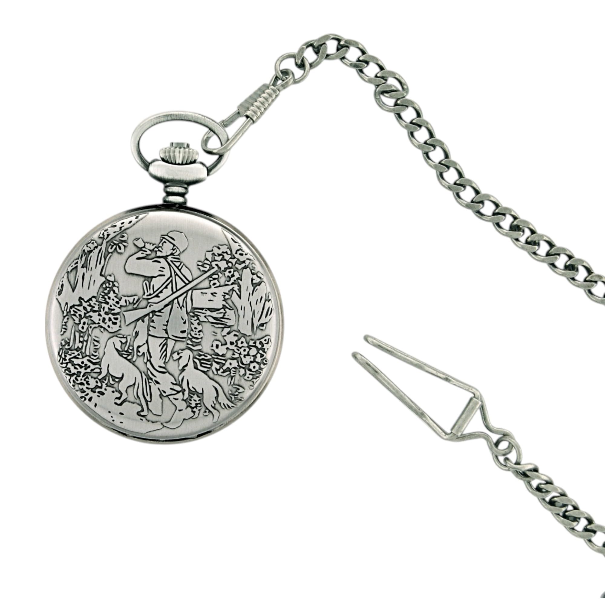 Pierre Bonnet Orologio da Tasca Vintage Catena – Movimento al Quarzo, Cassa Incisa, Idea Regalo per Pensione o Collezionisti