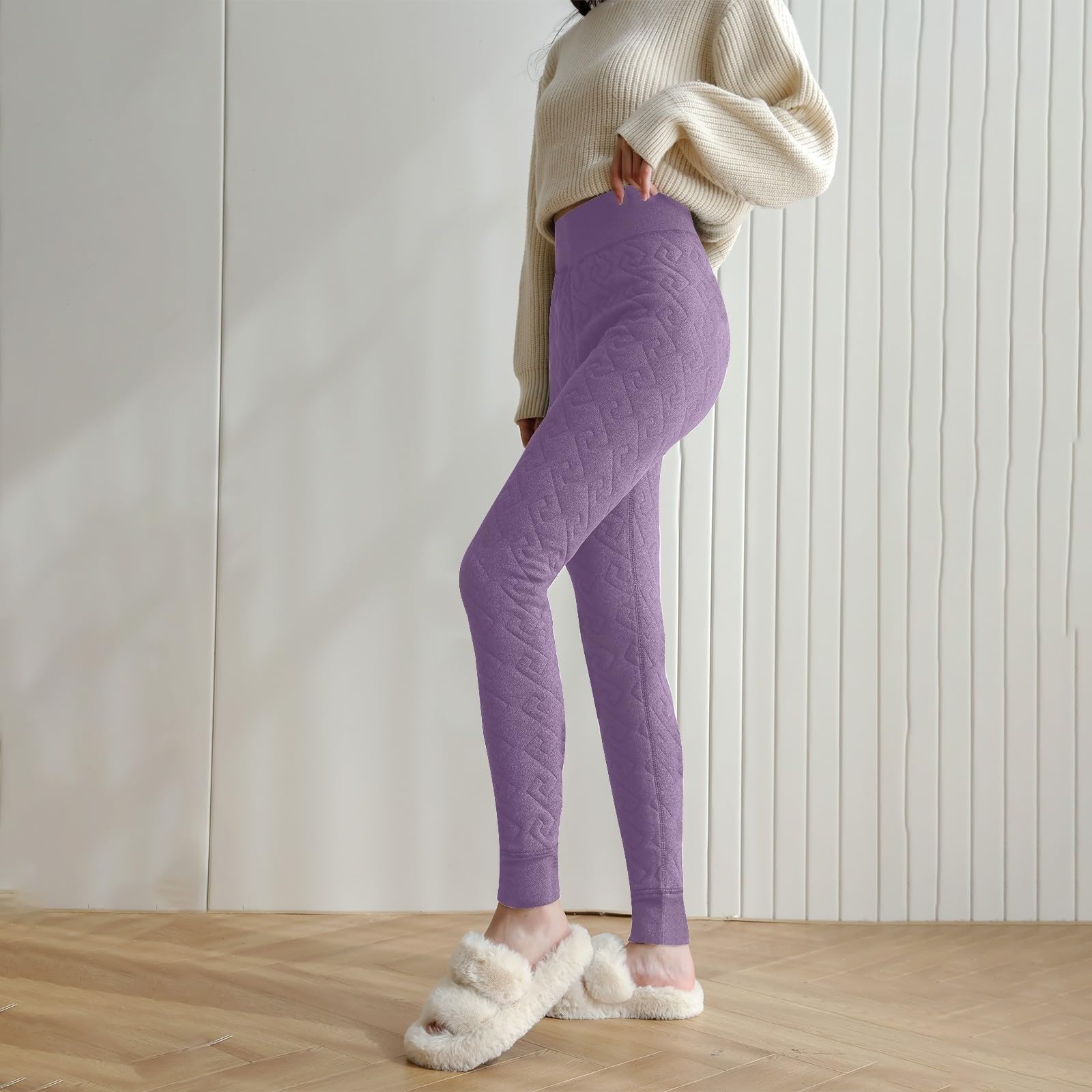 Thermo Leggings Damen Gefüttert Fleece Thermoleggings Verdickte Plüsch Leggins High Waist Sportleggins Frauen Lange Warme Yogahose Weich Laufhose Sport Winter Strumpfhose Thermohose Push Up