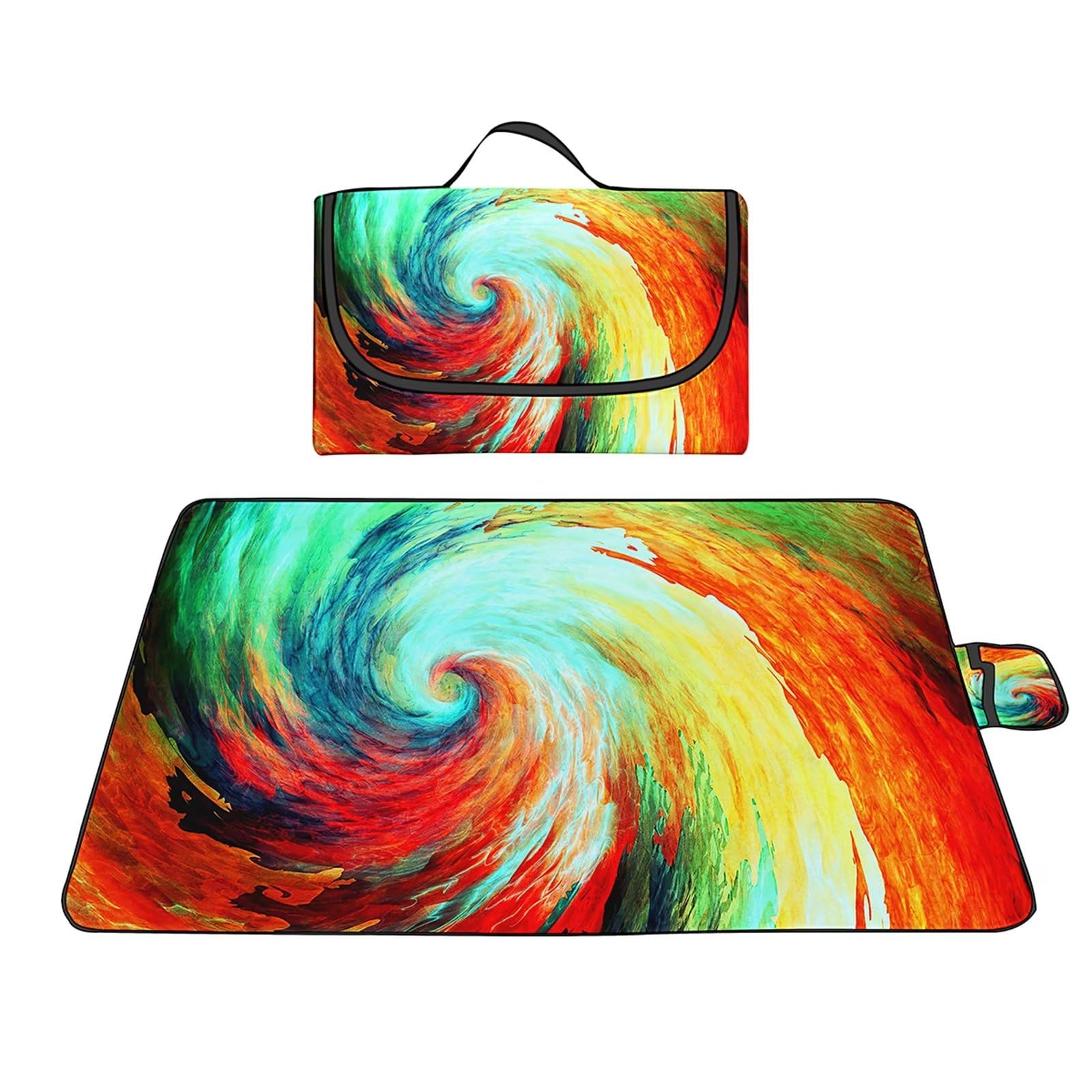 Couverture Pique-nique Imperméable 200x300cm,Couverture Plage Extérieure XXL Tapis de Plage,Nuage abstrait orange Camping Couverture étanche Pique-nique avec Poignée pour Camping Randonnée Parc Plage