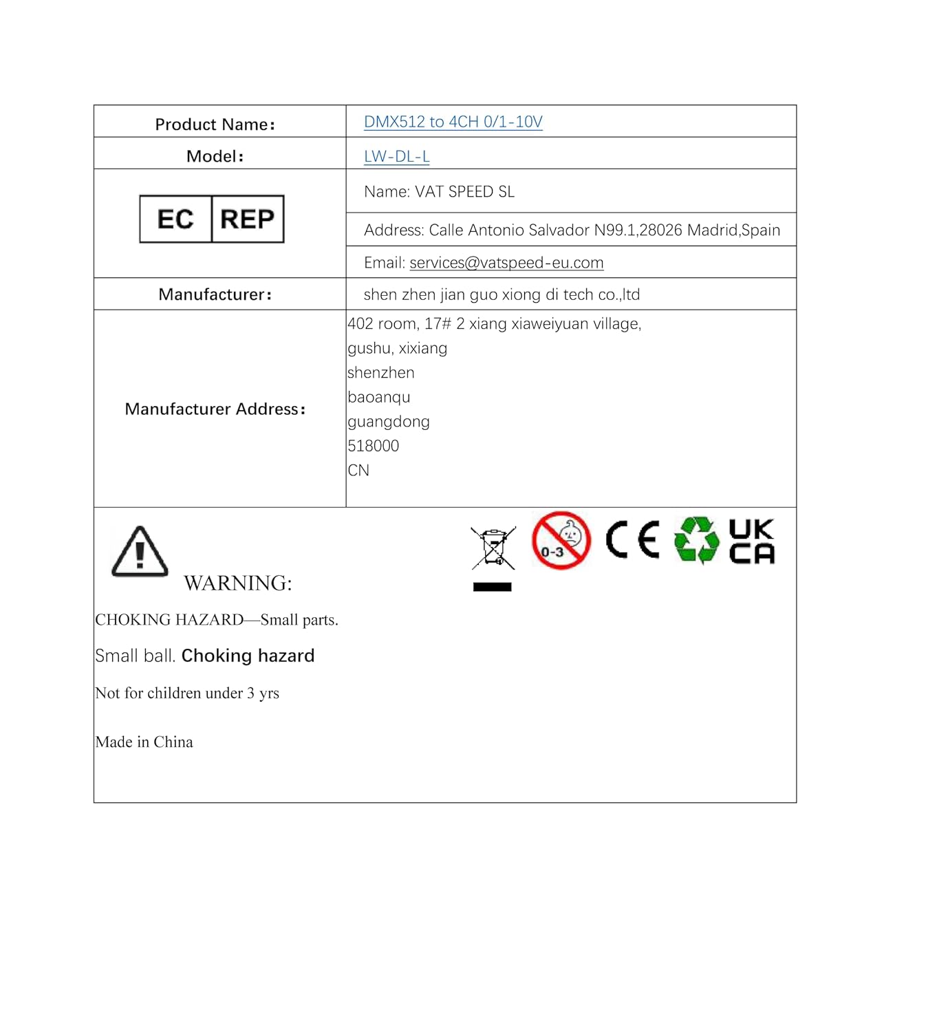 DMX LED lights connection example B and C