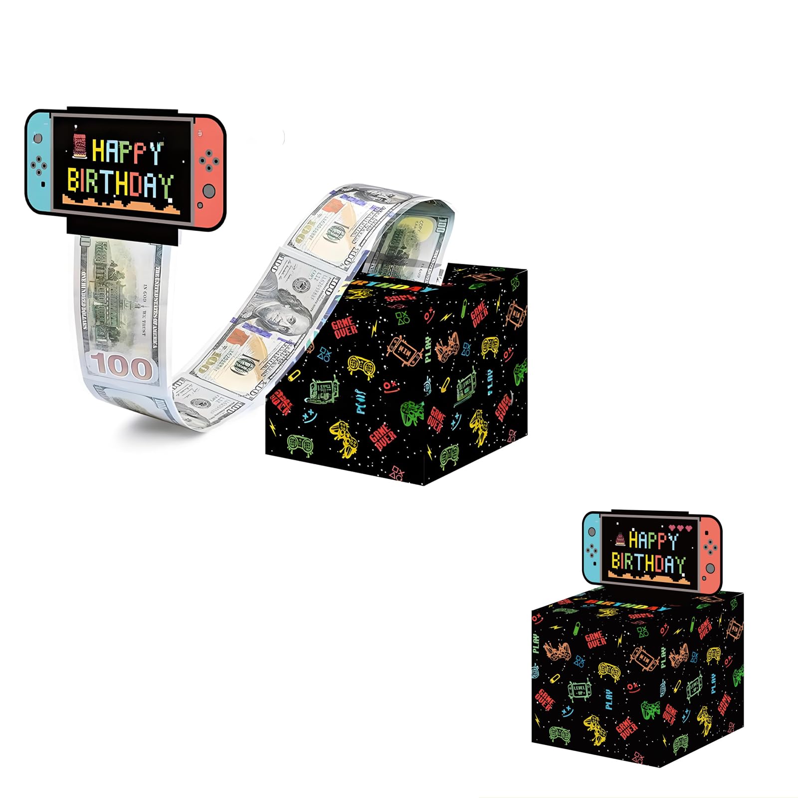 Tivleed Black Birthday Money Box Cash Gift Pull, Money Gift Box, Surprise Money Gift Box With Pull-Out Card & 50 Bags, Creative Cash Present For Kids Adults Birthdays