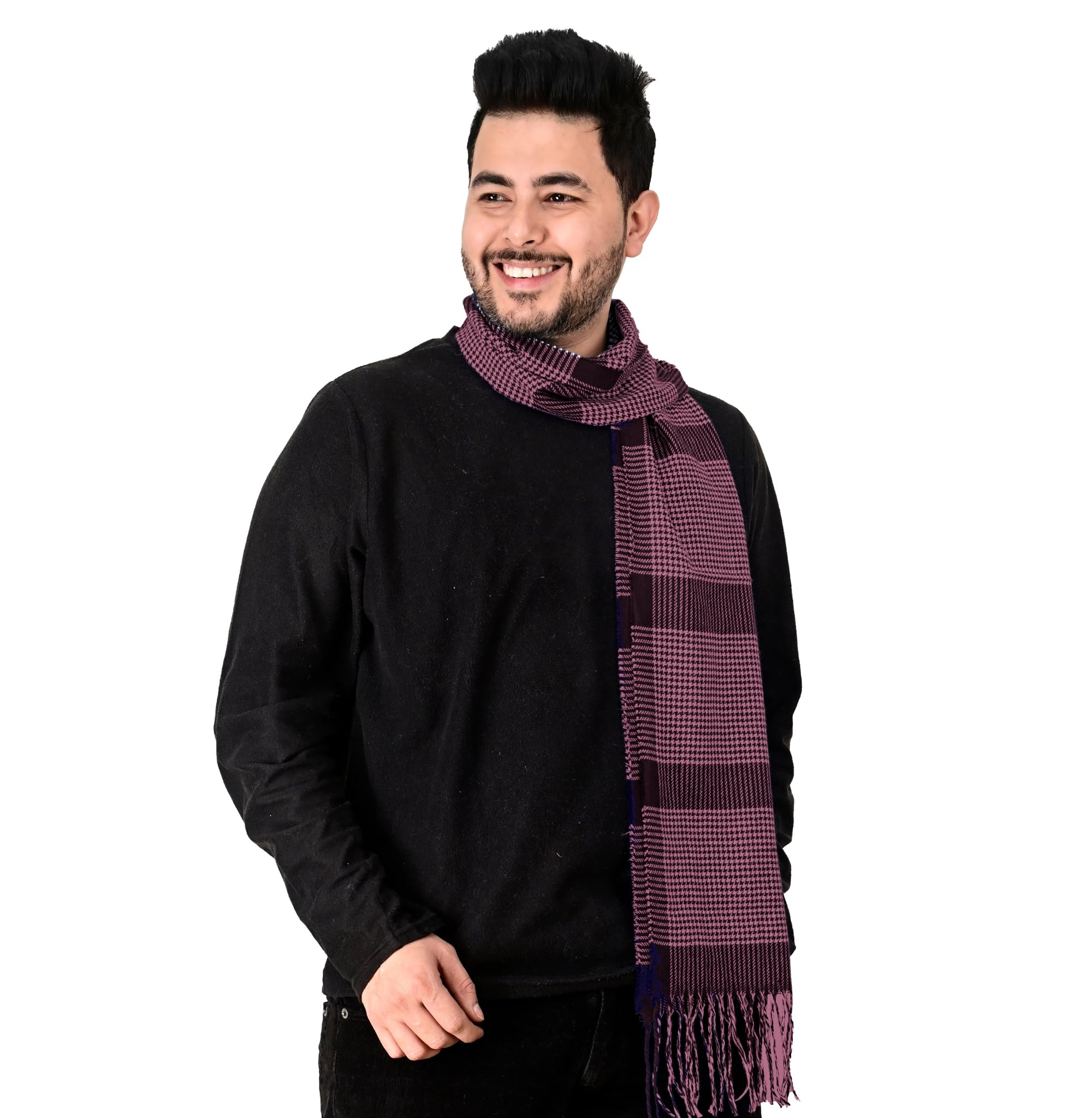 growthgift Unisex Woolen Muffler for Men & Women | Soft Warm Winter Scarf | Checked Pattern | Full Size 13 x 66 inches | Light Weight, Warm Unisex Woolen Muffler for Casual & Formal Wear-picture-11