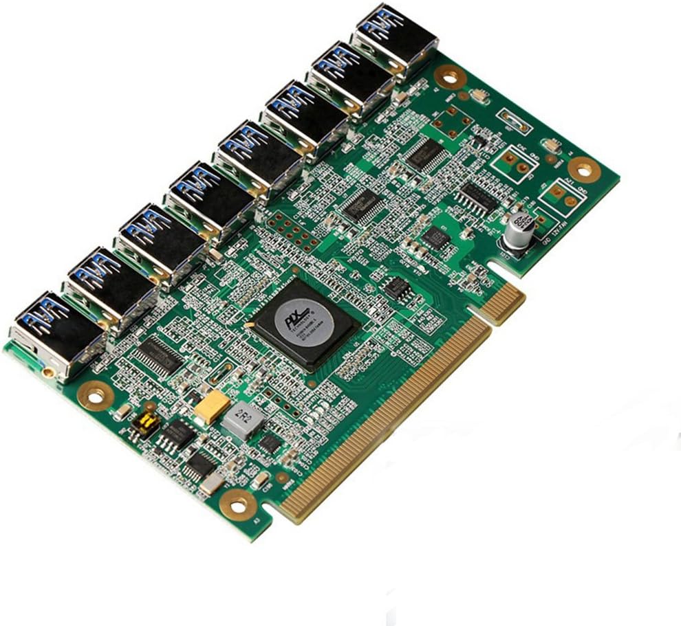 CNIKESIN Mining Motherboard PCI-E Riser Adapter Card for Bitcoin Litecoin ETH Adapter Board 1 Turn 8 PCI-Ex16 Data Graphics SATA to 8Pin USB3.0 Ethereum Mining ETH Special Riser Card (SQKZ-P8)