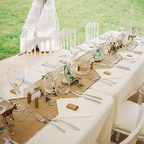 Miniatura 5 de Paquete de 15 caminos de mesa de arpillera a granel de 12 x 71 pulgadas de yute rústico color caqui, camino de arpillera para bodas, banquetes,