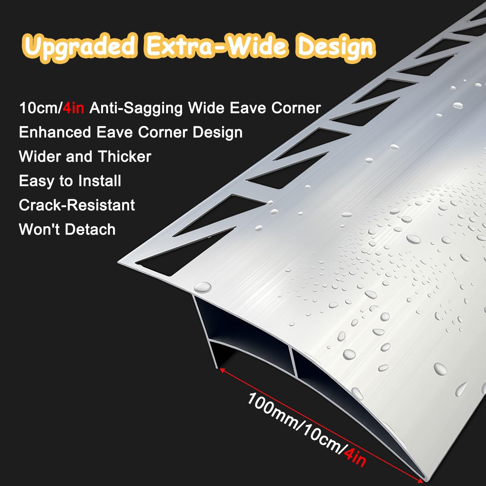 Borde goteo Perfil aluminio desviador agua plata 100 mm para muros exteriores, moldura borde tejado, deflector lluvia aleros, remate alféizar ventana aluminio(L-75cm/29.5in)