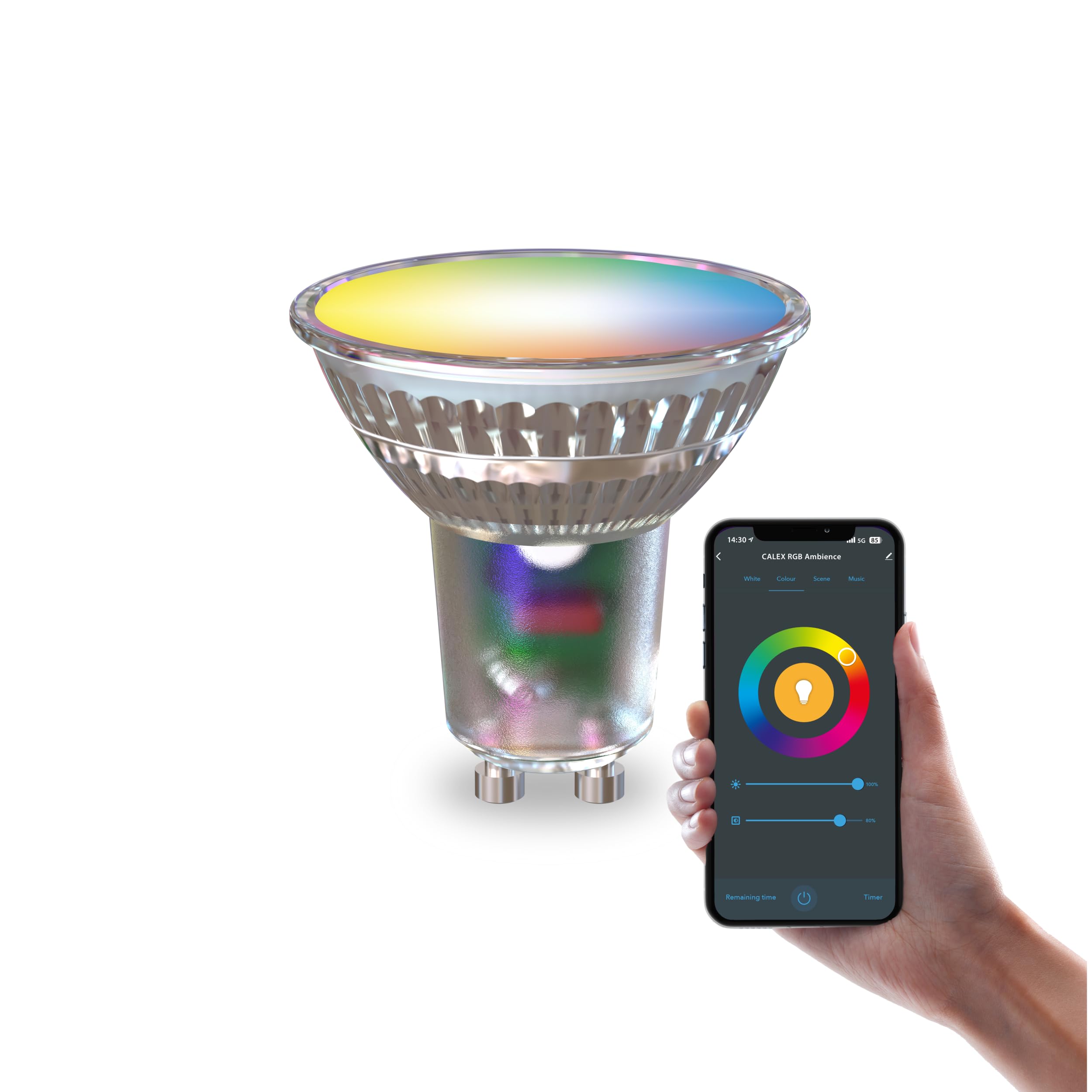 CALEX Smart Light Bulb GU10, WiFi LED Spotlight, RGB, App and Works with Amazon Alexa and Google Home, 4.9W