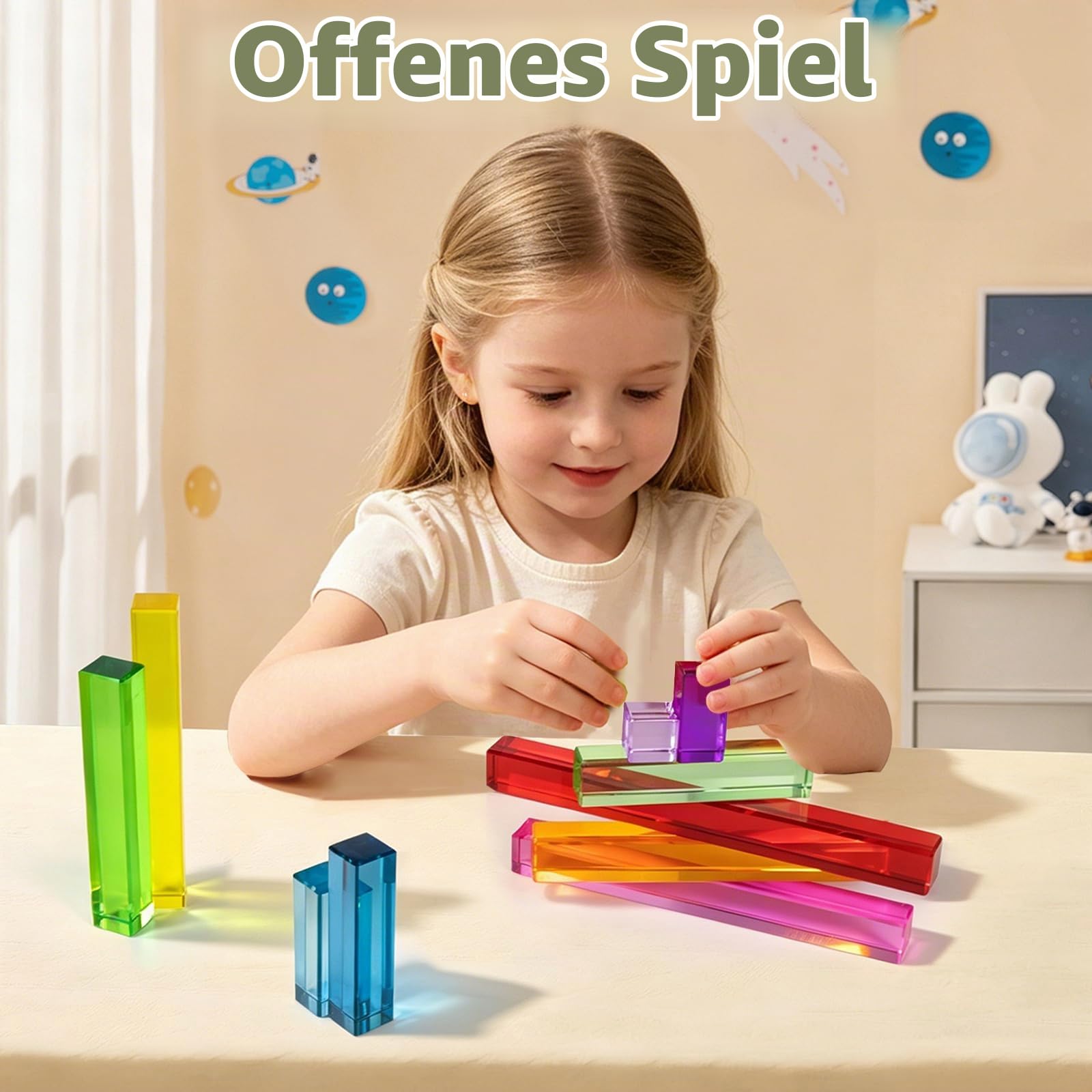 10-teiliges Acrylbausteine Set, Regenbogen Stufen Bausteine Set | Acryl Bausteine Set Transparente Lichtbausteine zum Stapeln, Farbenlernen & Sensorisches Spielzeug für Kinder