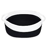 ABenkle Small Basket with Handles - Decorative Durable Rope Woven Storage Bin Shelf Storage Organizer Cube, Easter Baby Gift Basket, 12x8x5