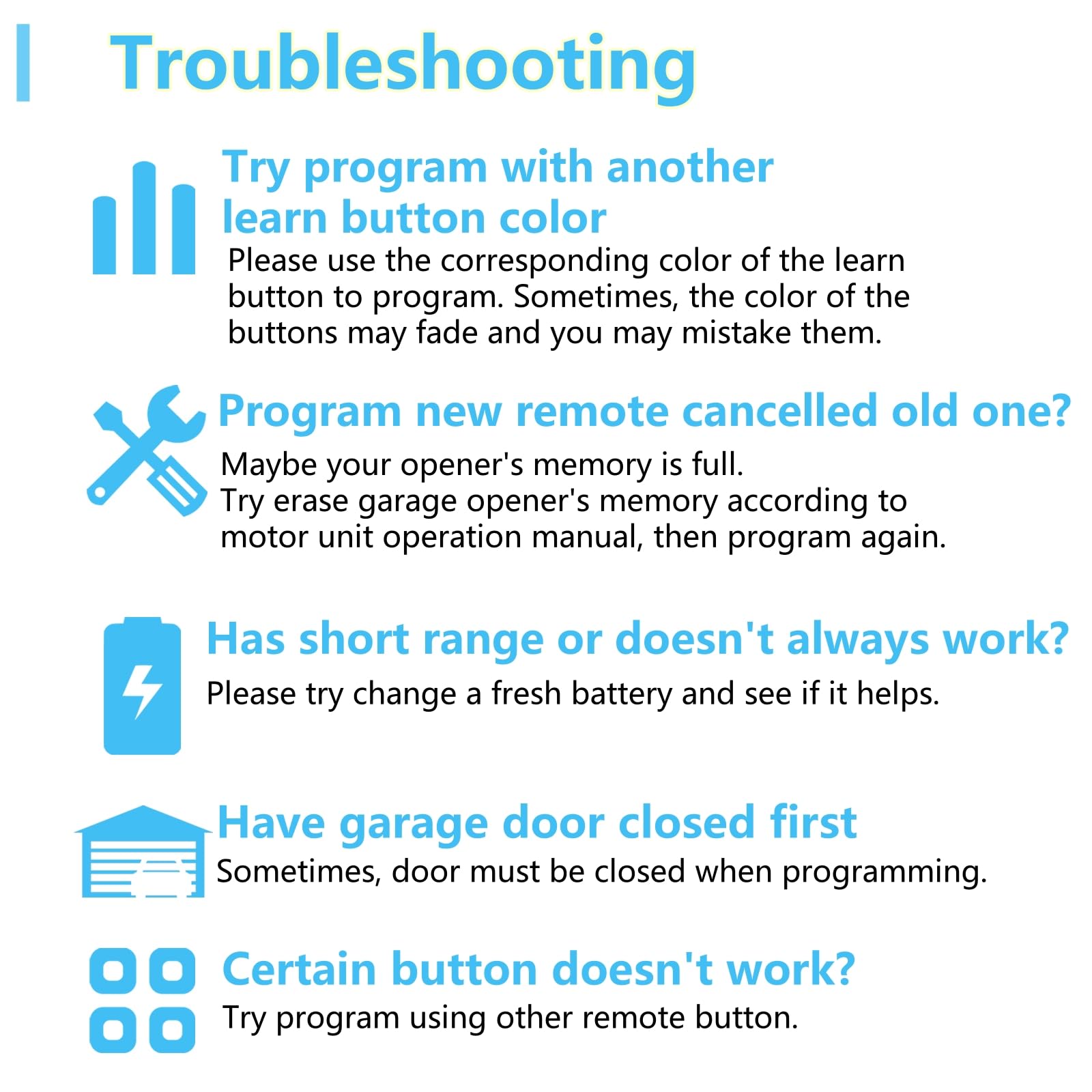Chamberlain 41A5021 1H 315 Troubleshooting