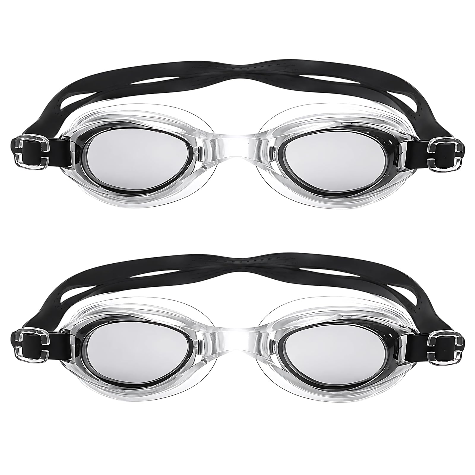 2Pcs Swim Goggles, Flexible Secure Fit, Soft Watertight Frame, Anti-Fog Lenses, Ergonomic Comfort Design, Black Classic Finish, Shatterproof Lenses, Durable Daily Use for Pool & Outdoor Swimming
