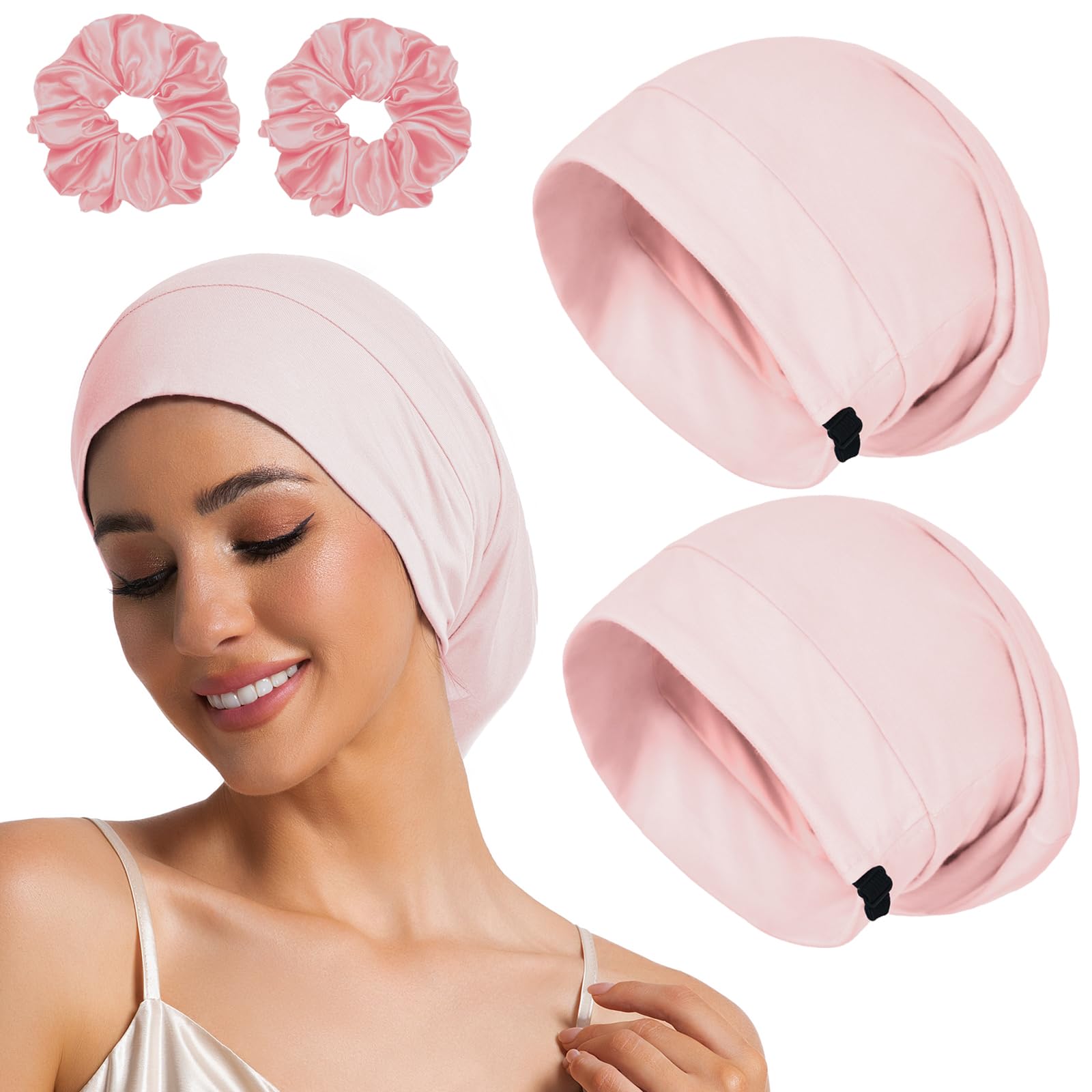 Sleep Cap Bonnet for Sleeping Black Women Cooling Ice Silk Lining Bonnets