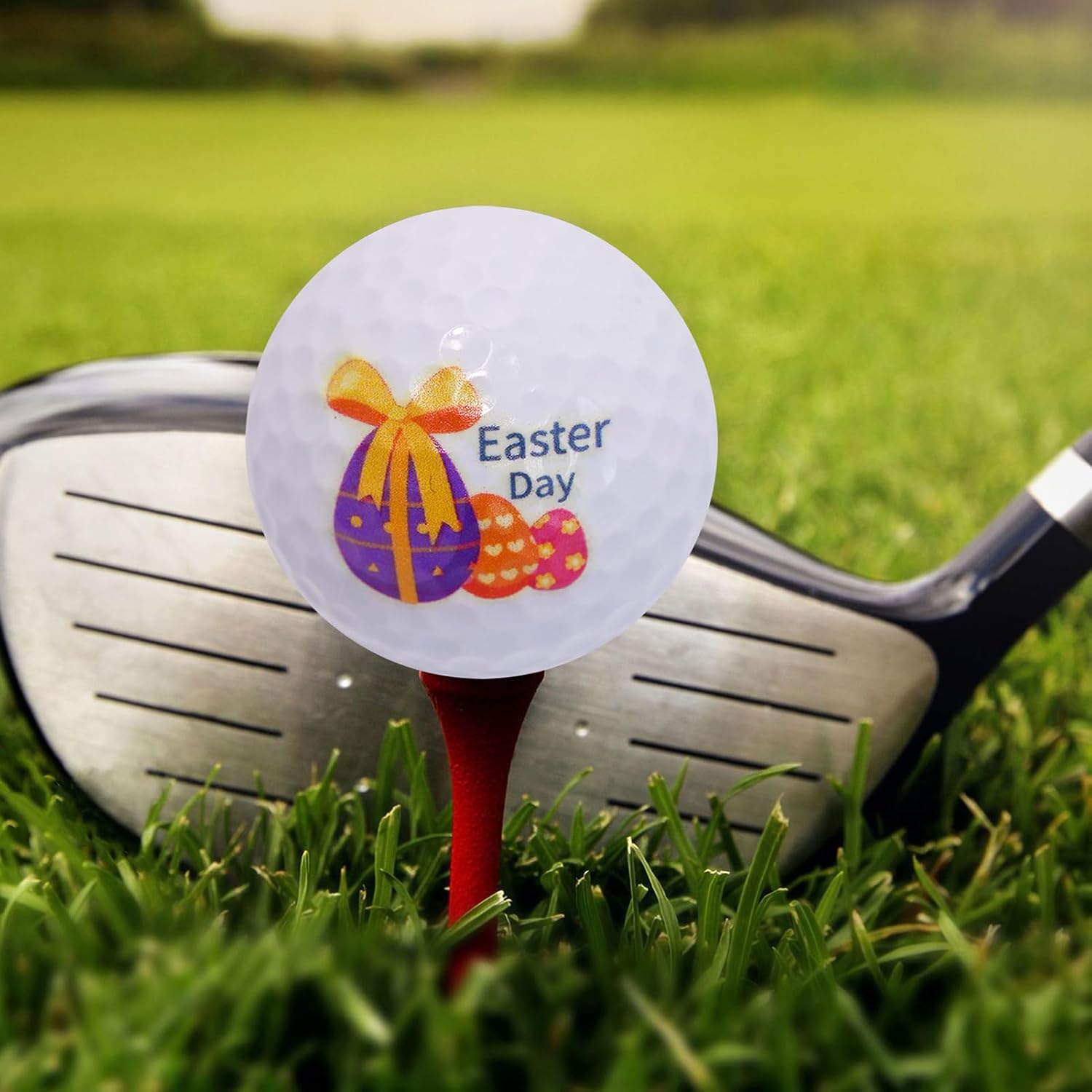 5 PCS Easter Golf Balls Durable Practice Golf Balls with Bunny, Egg, Basket, Chick & Happy Easter Designs