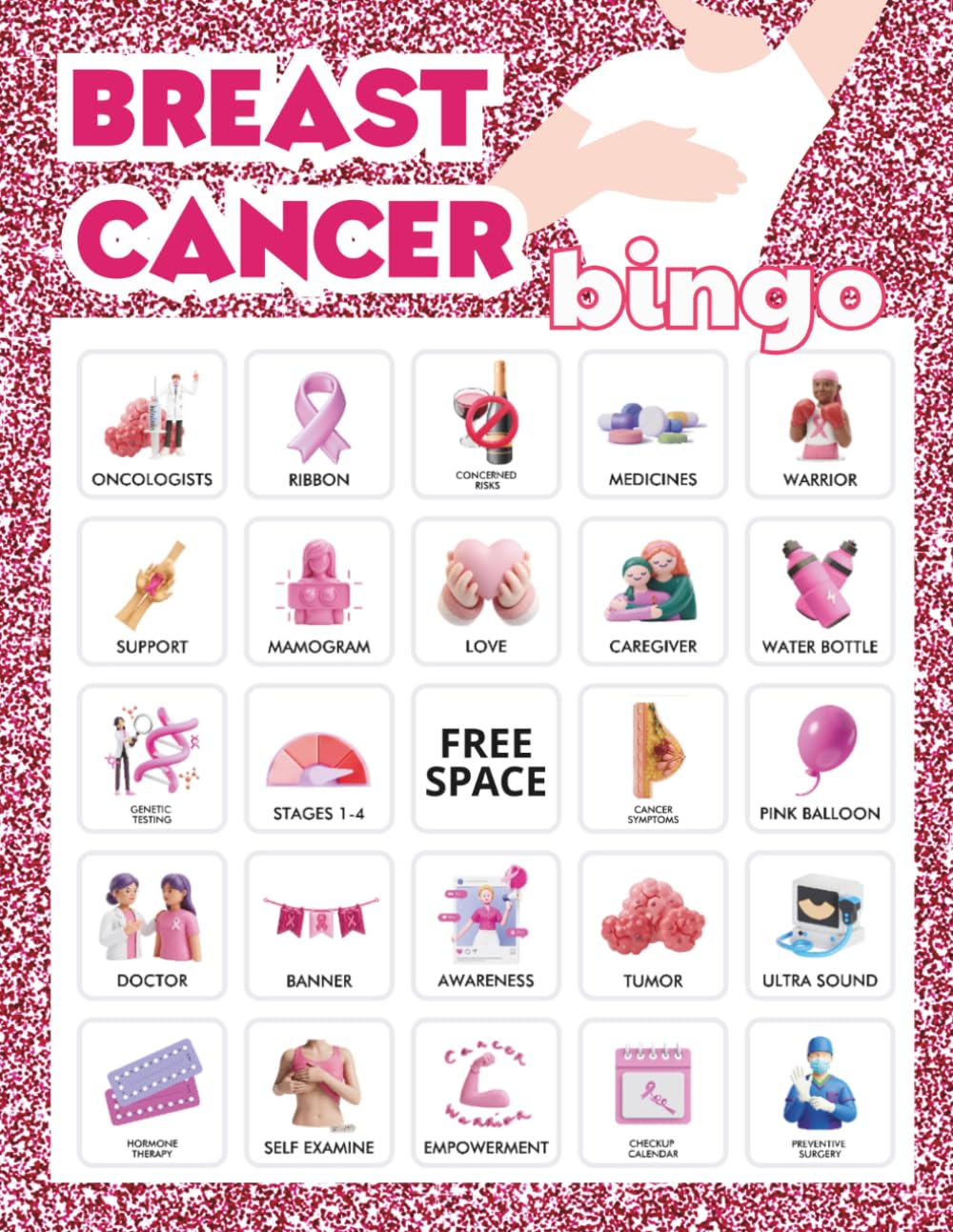 Breast Cancer Bingo: Game for Patient Education, Cancer Support Workshop, Fundraiser Game | Breast cancer awareness month