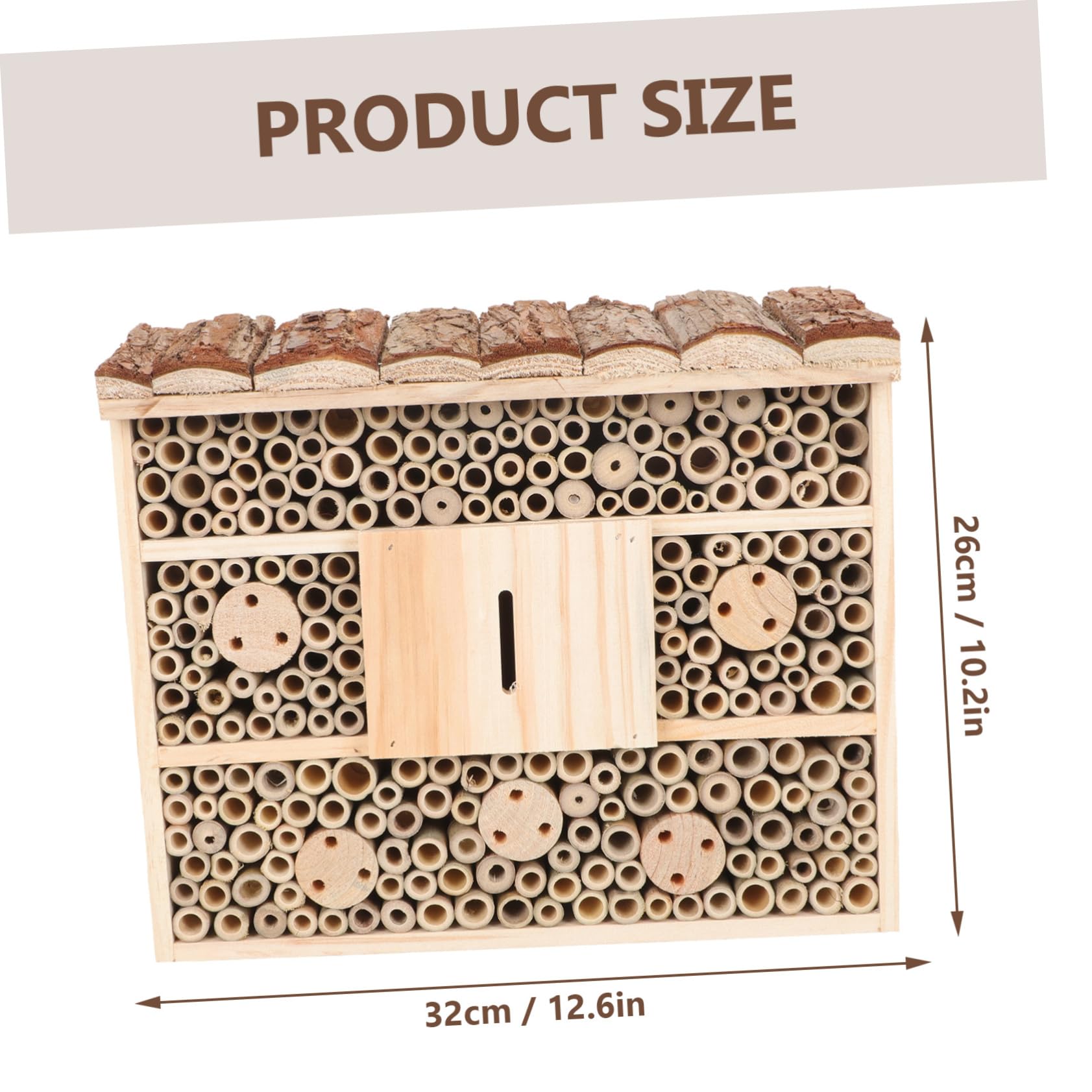 Luxshiny Casetta in Legno Stile Casetta per Insetti Beige per Giardino, Attrae e Api, Mantiene L’ecologia del Giardino Design Decorativo Naturale