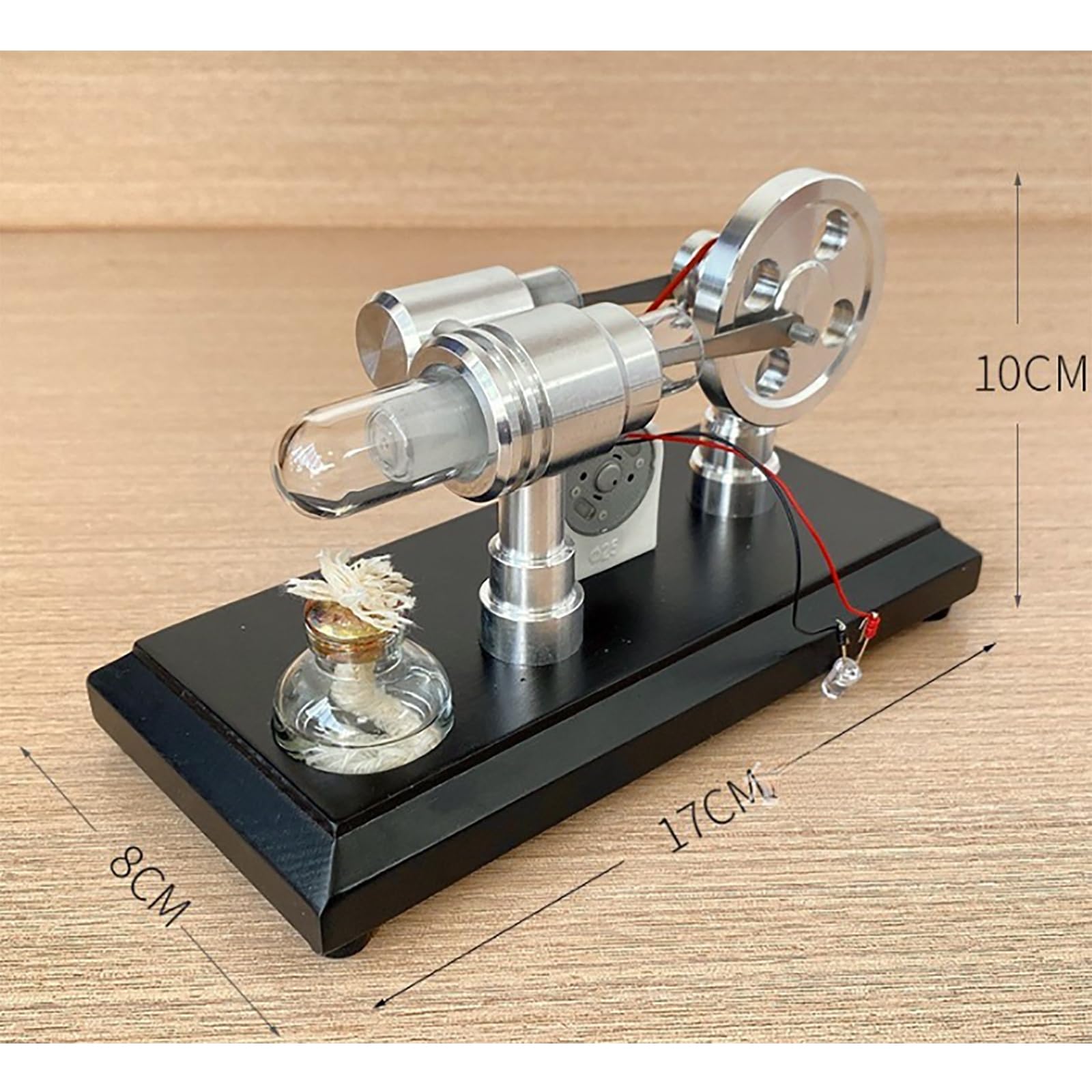 Model silnika gorącego powietrza, zestaw modeli silnika edukacyjna para z 4 lampkami LED, rozmiar: 8*17*10Cm/wsparcie i stabilność z wysokiej jakości materiału, do nauczania w klasie, w laboratorium