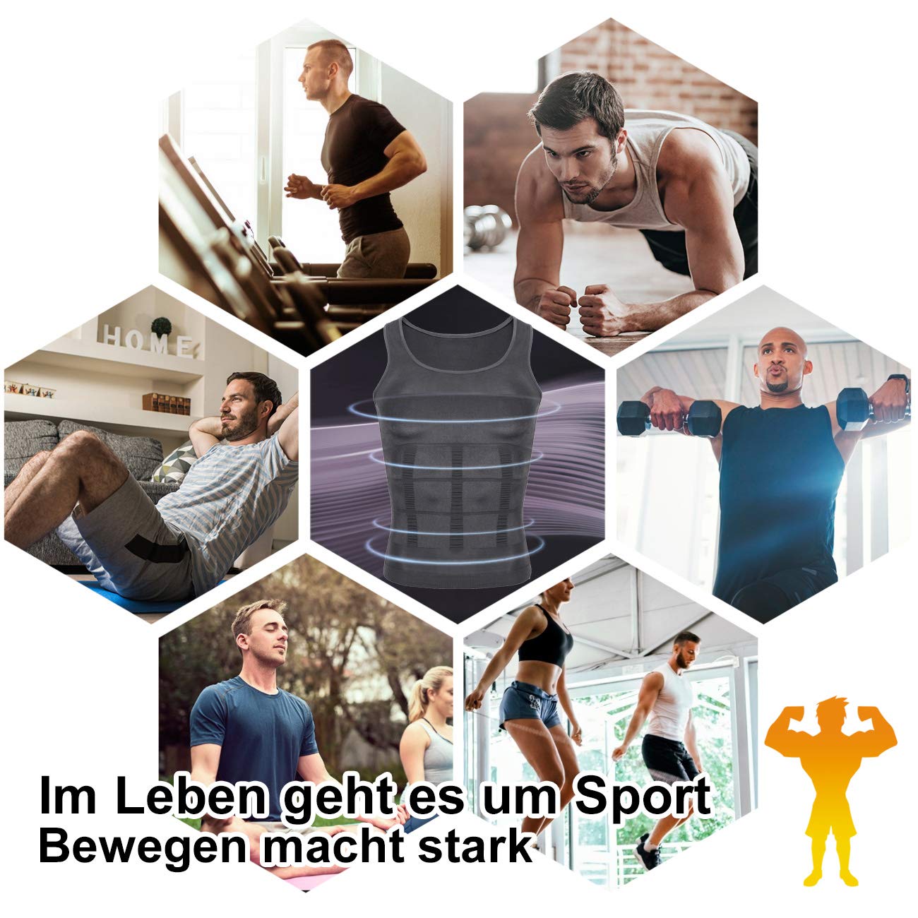 VENI MASEE Men es Body Shaper Schlankheits Weste, Männer elastische Formung Weste thermische Kompression Basisschicht schlank Kompression Muskel-Tank Shapewear