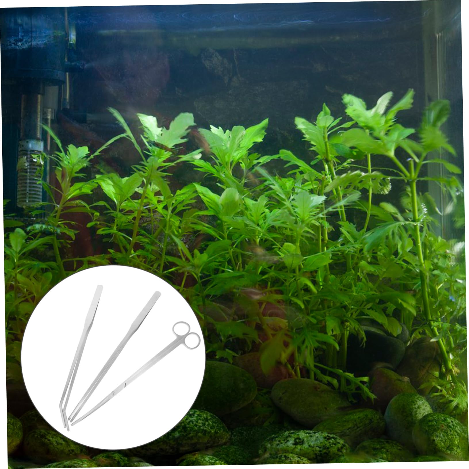 GALPADA 4 Sets Aquascaping Tools Stainless Steel Tweezers Scissors and Spatula Complete Cleaning Kit for Aquariums