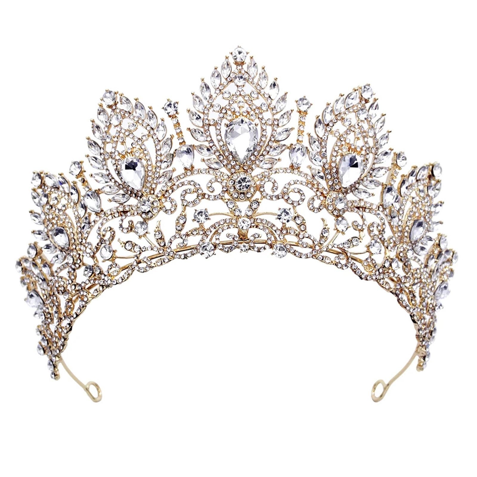Korona ślubna w stylu vintage – tiara, akcesoria do włosów dla kobiet, suknia ślubna, urodziny, księżniczka (złoto-czerwony)