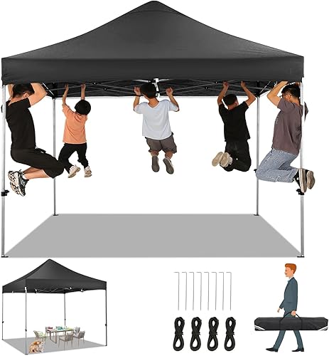 Tooluck Toldo desplegable resistente de 10 x 10 pies, altura ajustable, fácil de montar, UPF 50+, impermeable, para exteriores, refugio instantáneo,