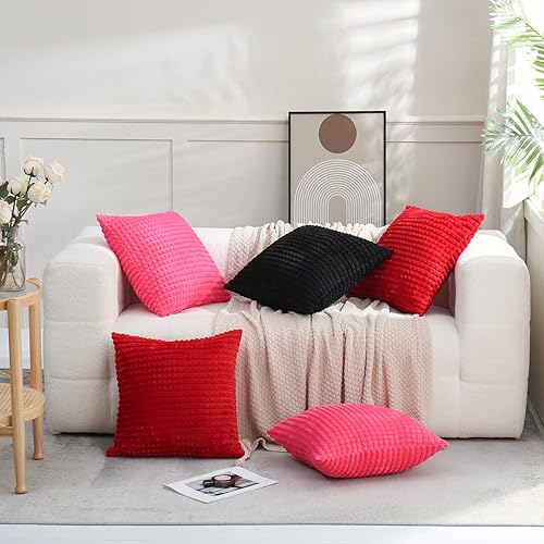 Miniatura 7 de Puncuntex Juego de 2 fundas de almohada decorativas de color blanco crema de 18 x 18 pulgadas, fundas de almohada de franela de felpa súper suave,