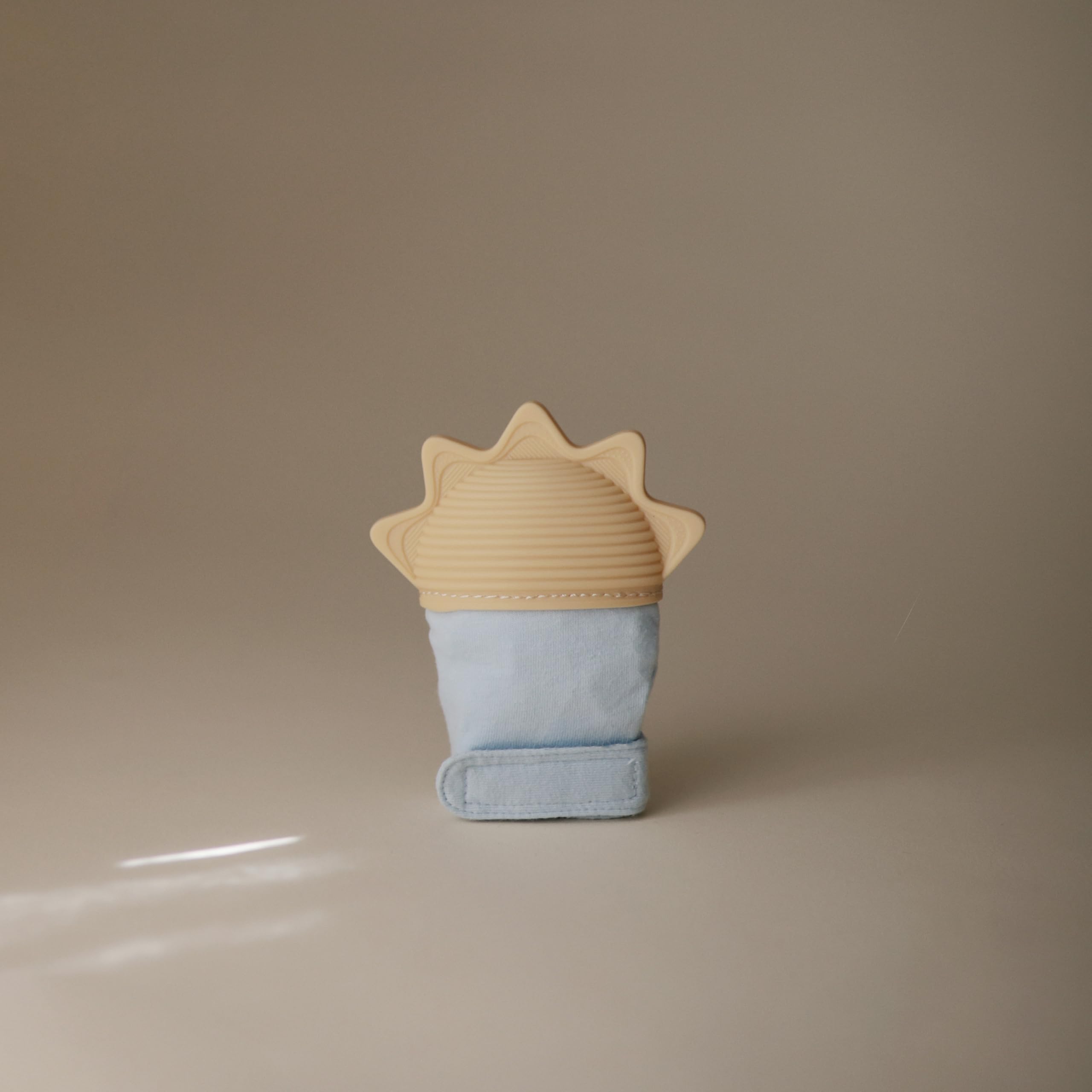 mushie Silicone Teething Mitten for Babies 3 Months+ (Sun) | Textured Silicone & Sensory Fabric with Adjustable Strap