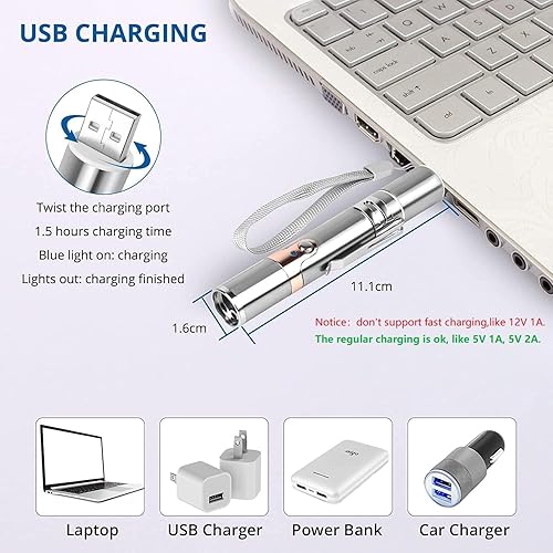 Miniatura 5 de Juguetes para gatos, 2 piezas de luz recargable por USB, juguete interactivo para gatos de interior, linterna de gato de luz roja, luz de varita de